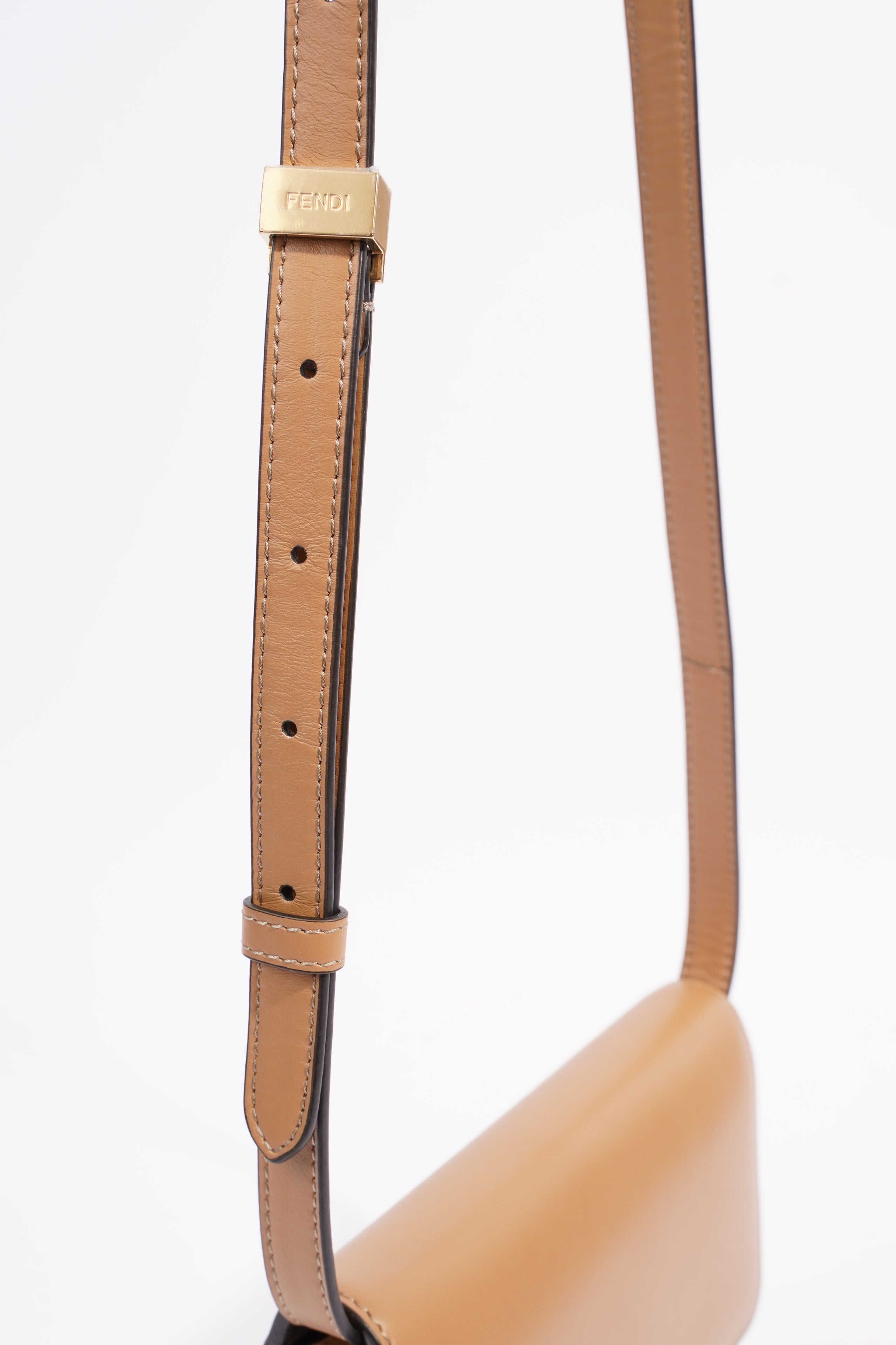 Fendi Karligraphy Shoulder Bag Tan Leather