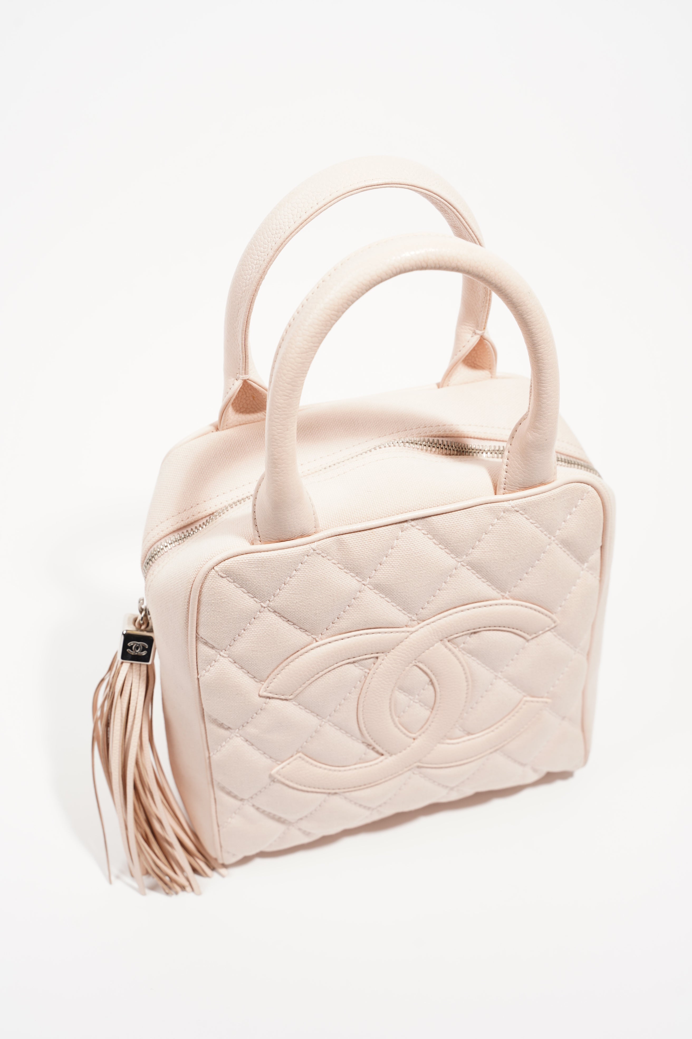 Chanel Womens Lambskin Hobo Tassel Bag Pink Small