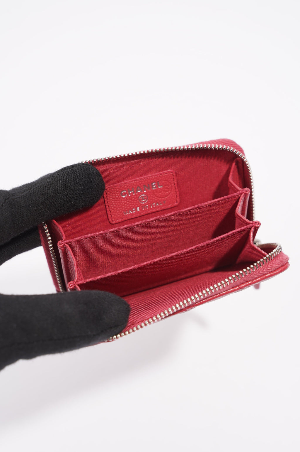 Chanel Womens Zippy Coin Wallet Pink Caviar Leather