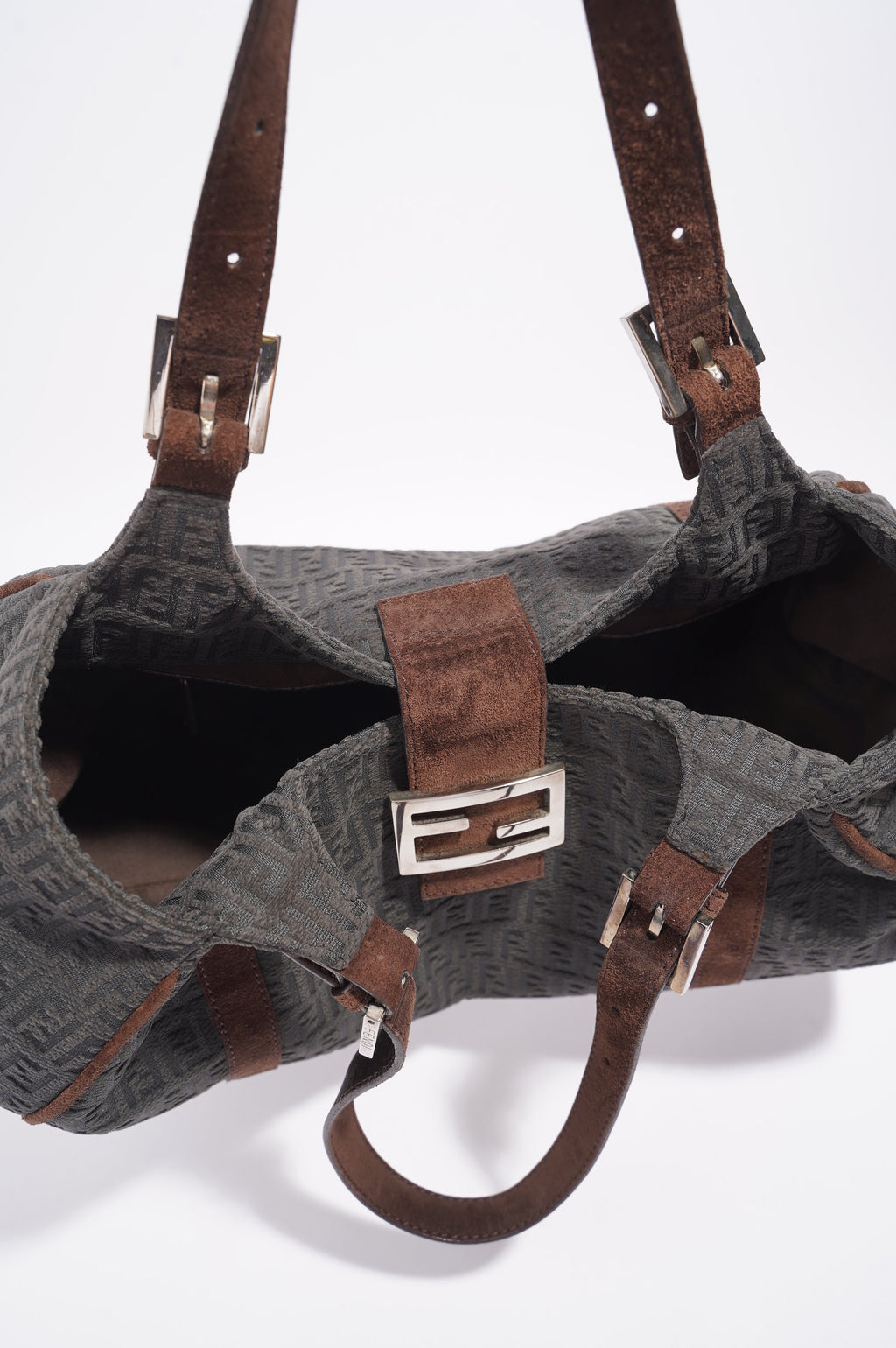 Fendi Zucchino Shoulder Bag Grey
