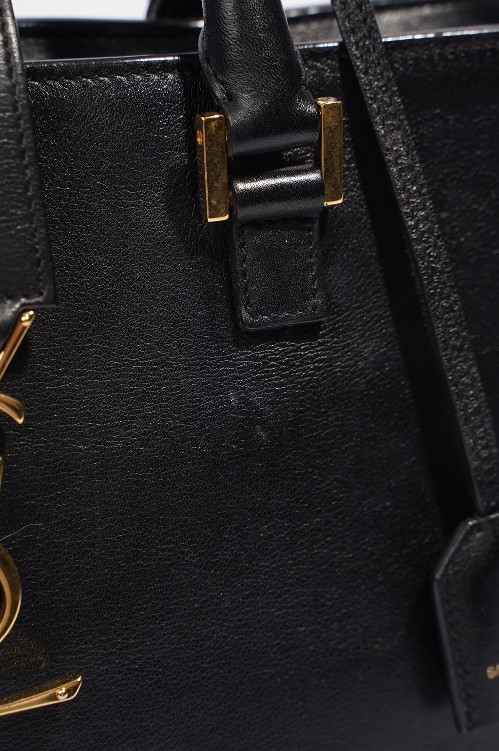Saint Laurent Womens Cabas Black / Gold Small