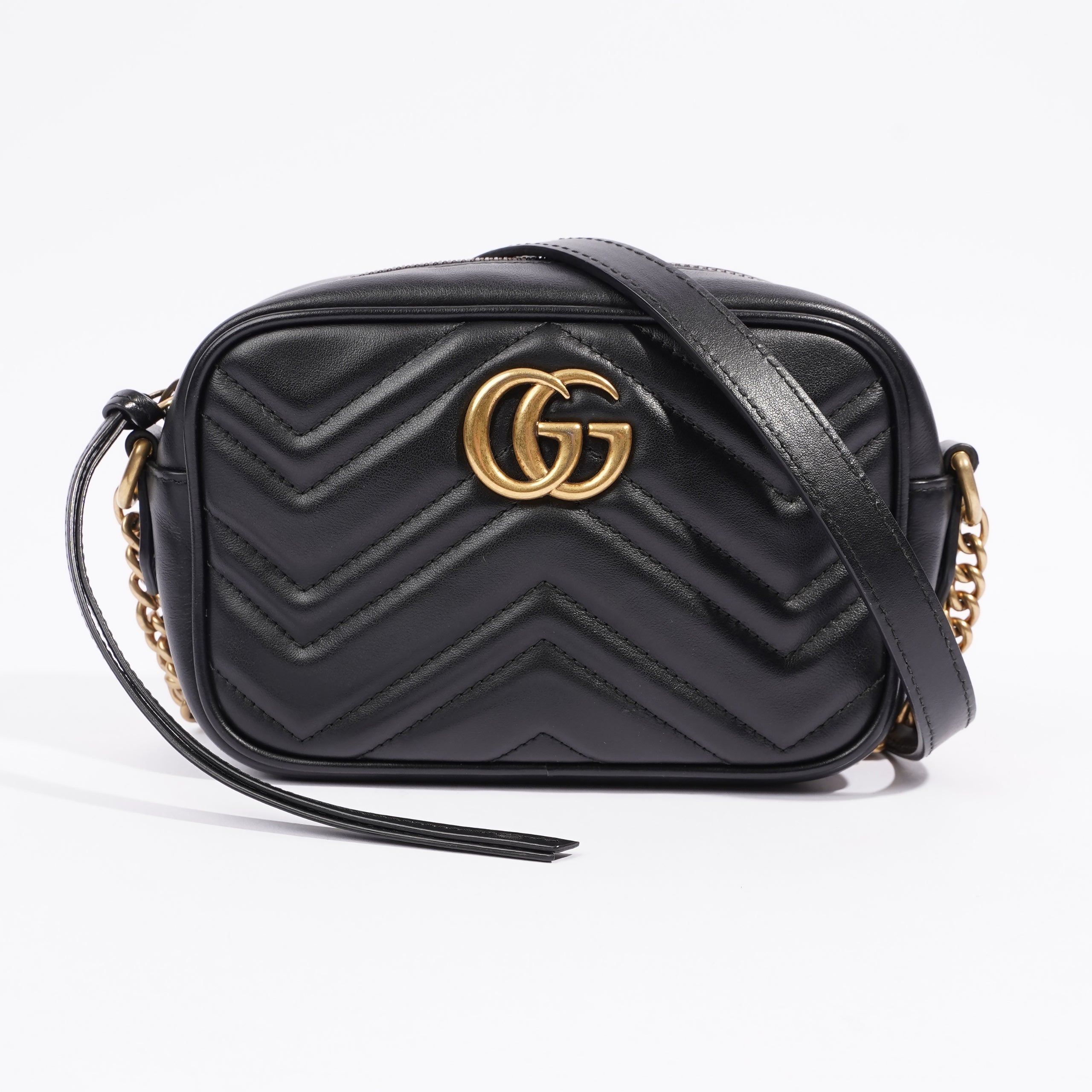Gucci Marmont Zip Black Leather Mini