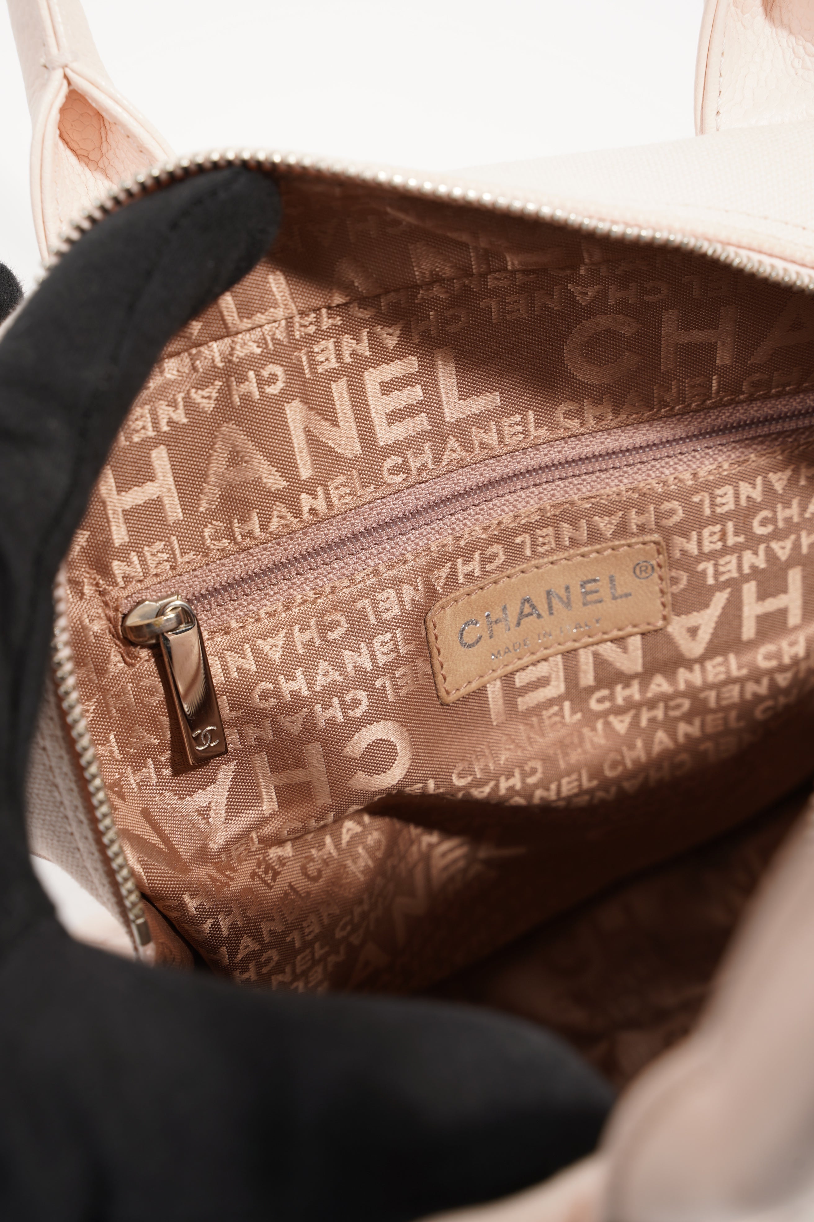 Chanel Womens Lambskin Hobo Tassel Bag Pink Small