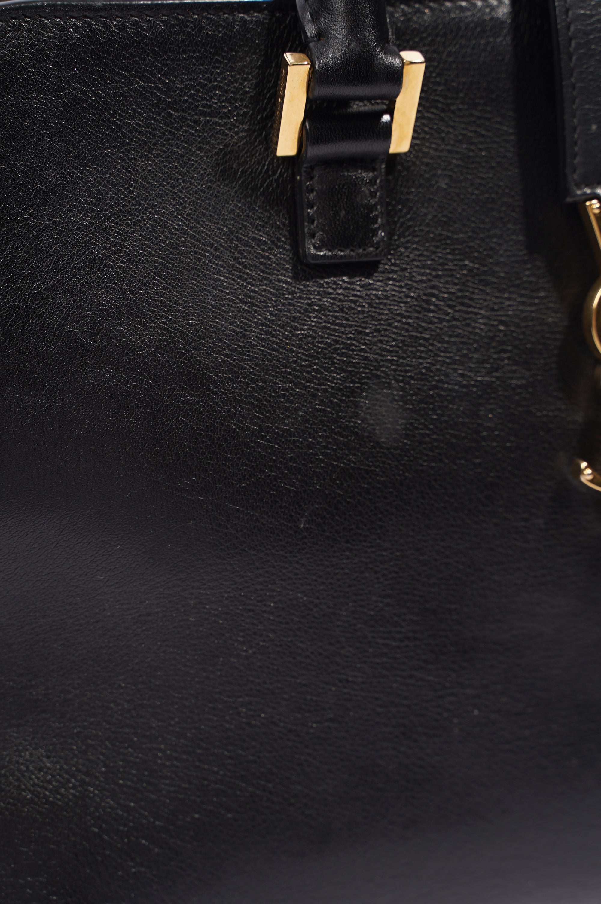 Saint Laurent Womens Cabas Black / Gold Small