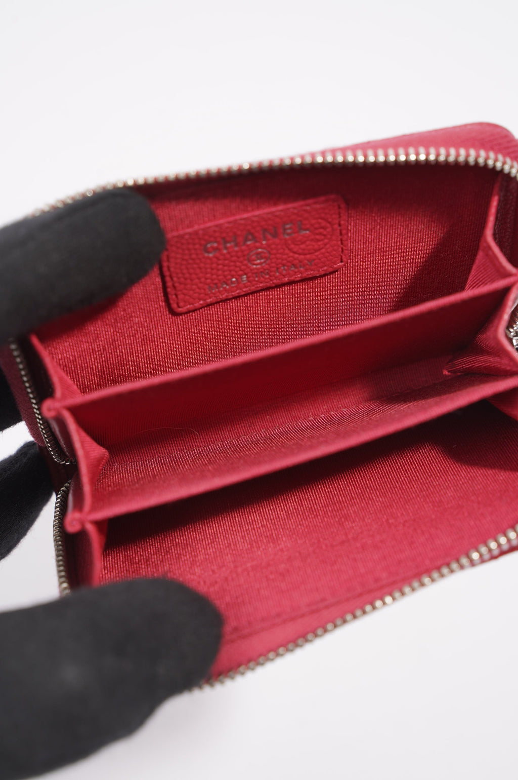 Chanel Womens Zippy Coin Wallet Pink Caviar Leather