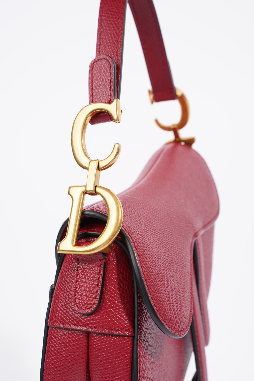 Christian Dior Saddle Bag Red Leather Mini