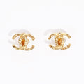 Chanel Womens CC Logo Earrings Golden Finish Base Metal