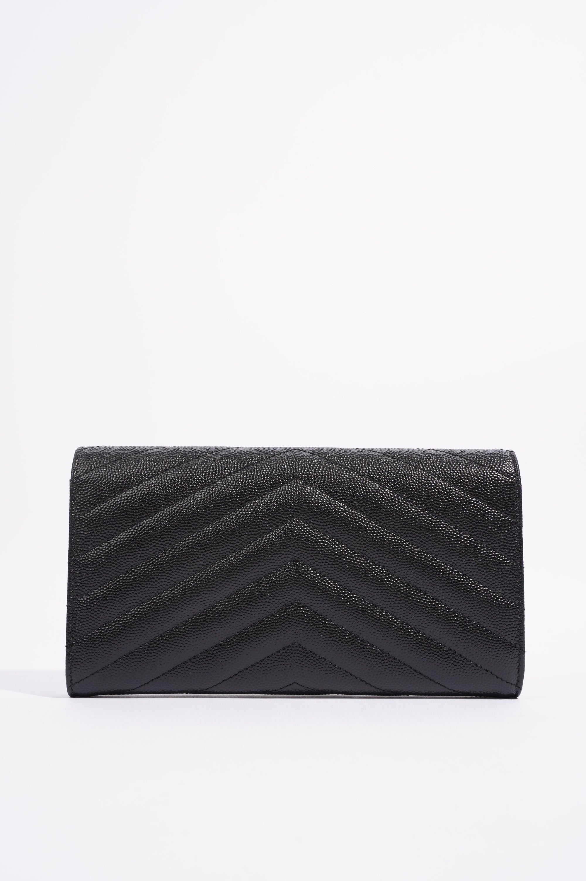 Saint Laurent Womens Cassandre Wallet Black / Gold Matelasse Large