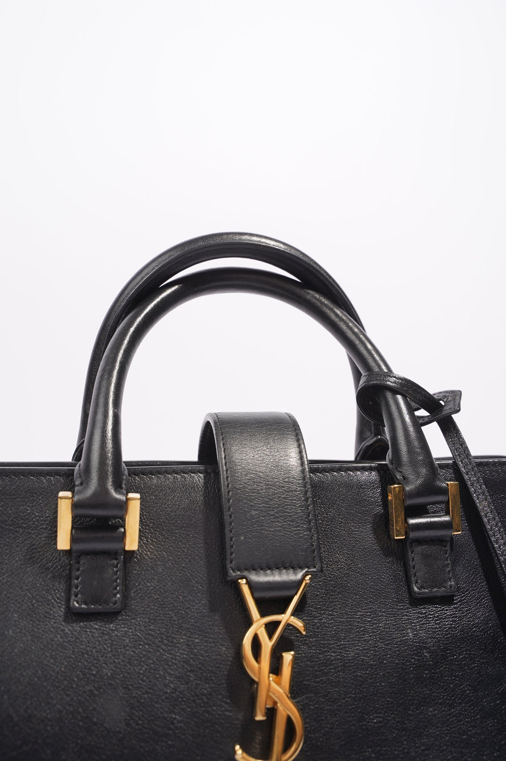 Saint Laurent Womens Cabas Black / Gold Small