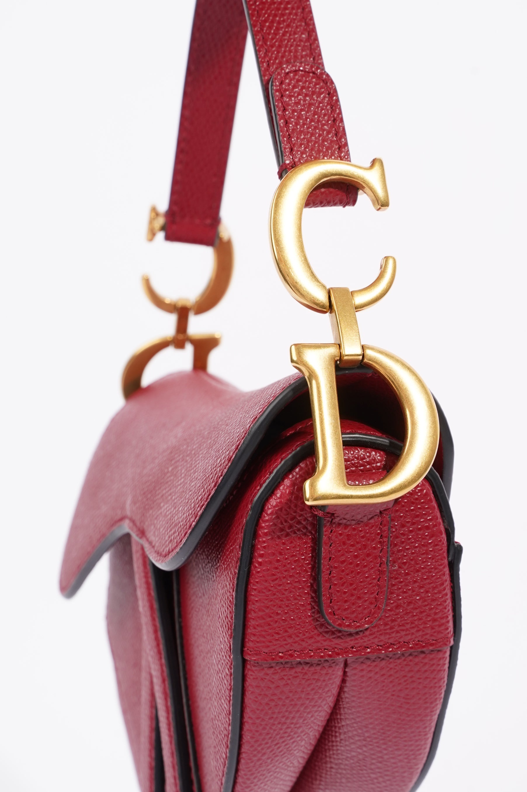 Christian Dior Saddle Bag Red Leather Mini