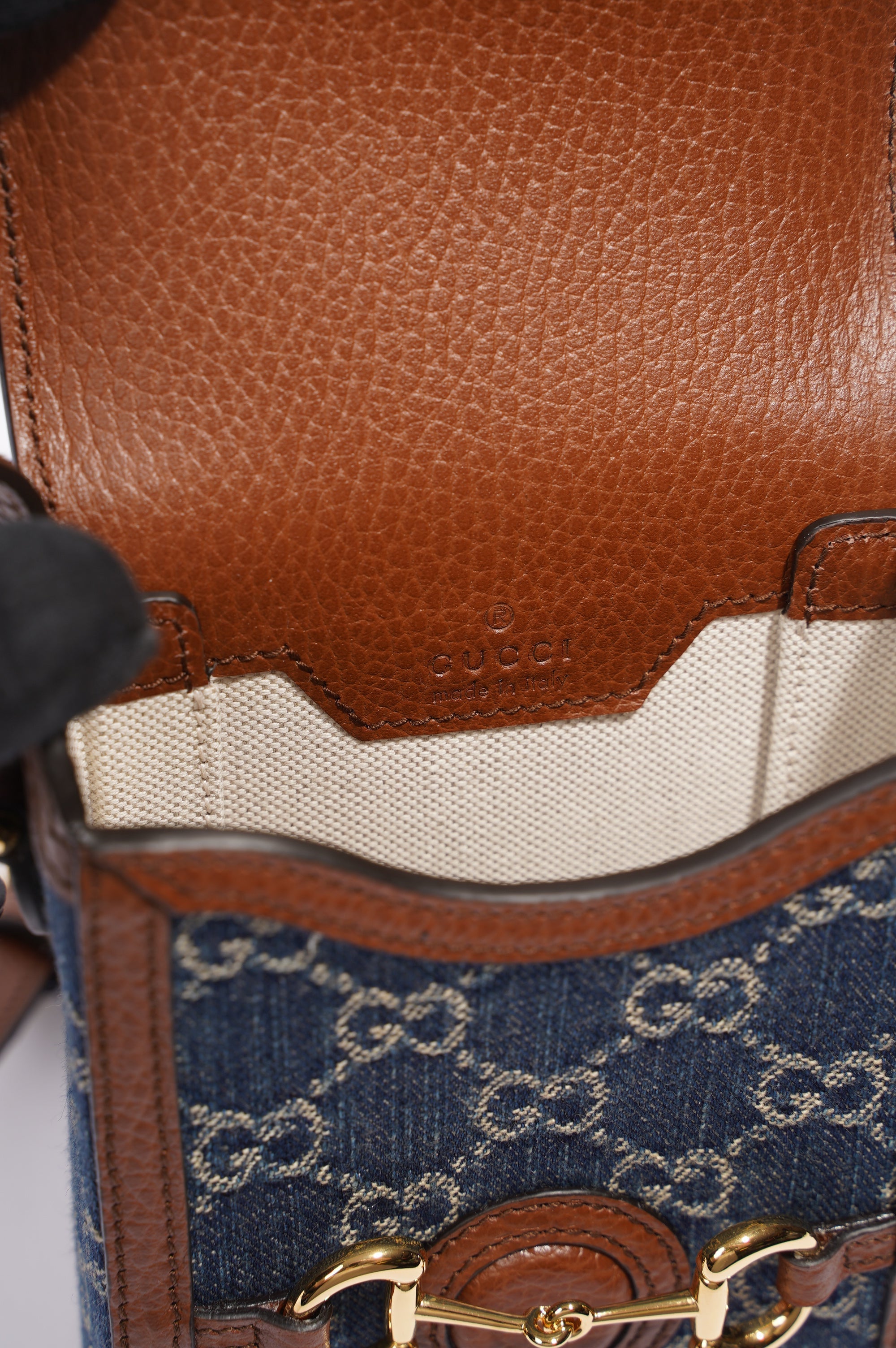 Gucci Horsebit 1955 Mini Bag Denim / Brown