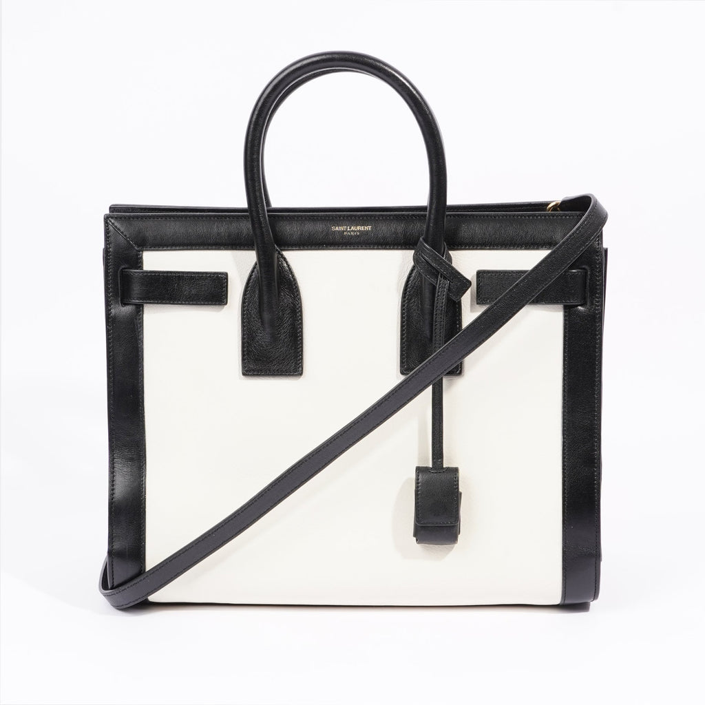 Saint Laurent Sac De Jour Bag Black / White Leather Small