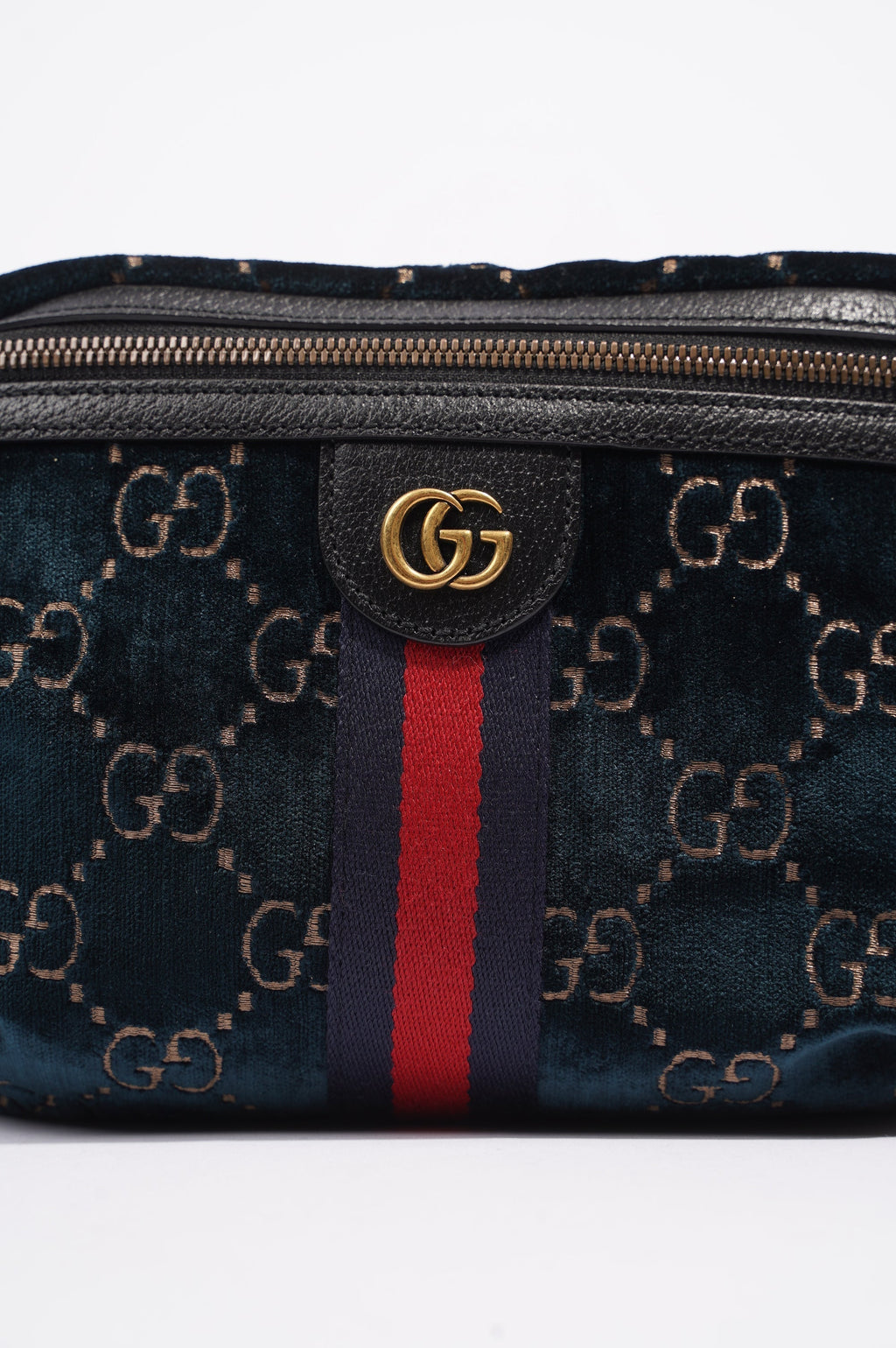 Gucci Womens Monogram Velvet Bumbag Navy