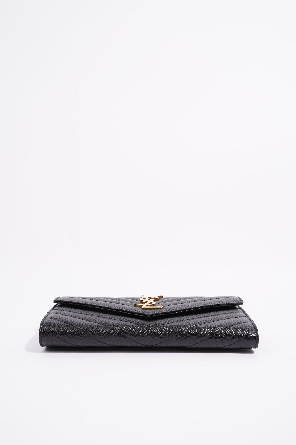 Saint Laurent Womens Cassandre Wallet Black / Gold Matelasse Large