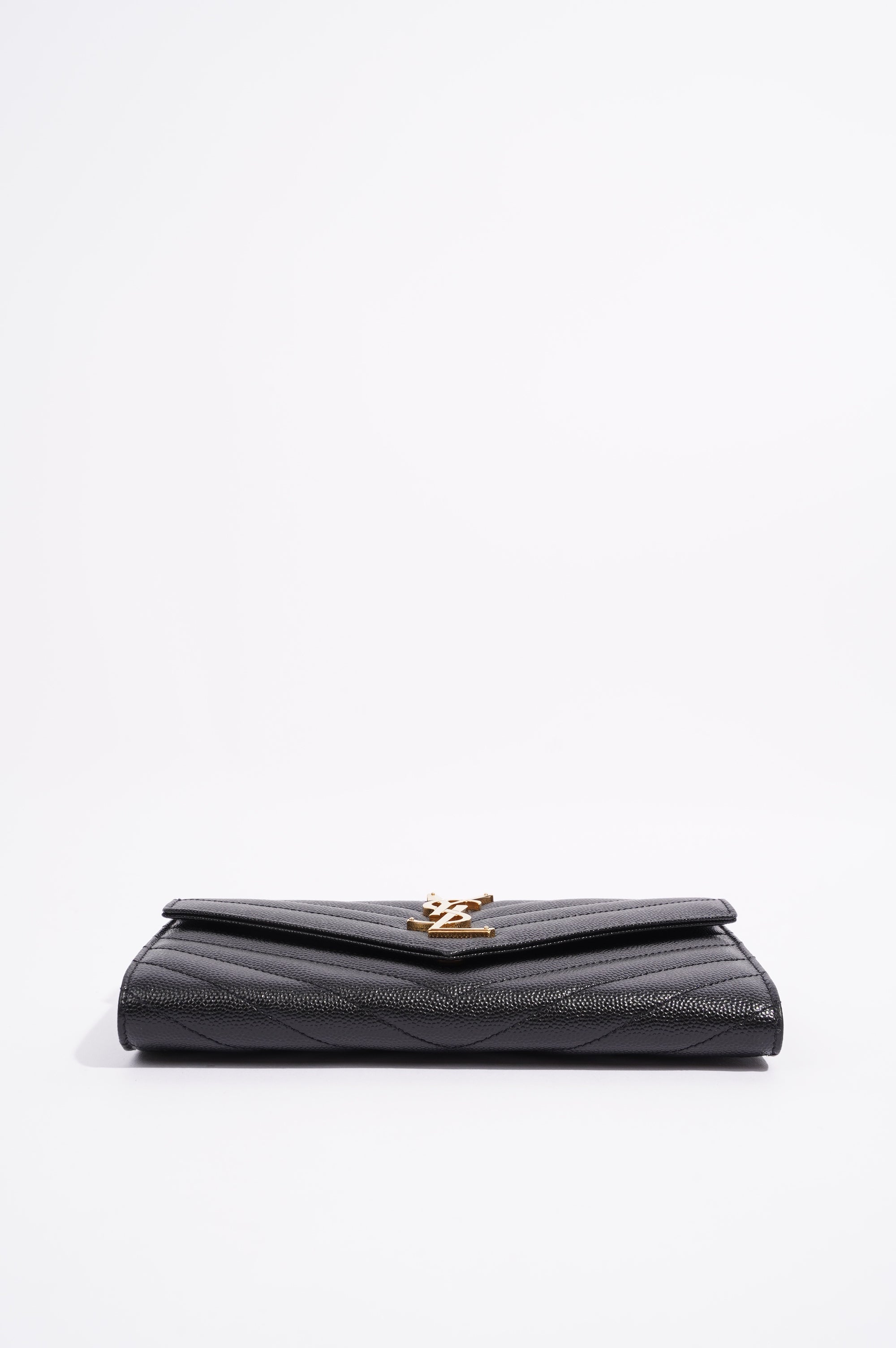Saint Laurent Womens Cassandre Wallet Black / Gold Matelasse Large