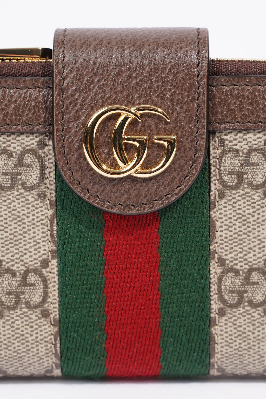 Gucci Ophidia GG-jacquard Web-stripe zipped wallet Monogram / Green / Red Canvas