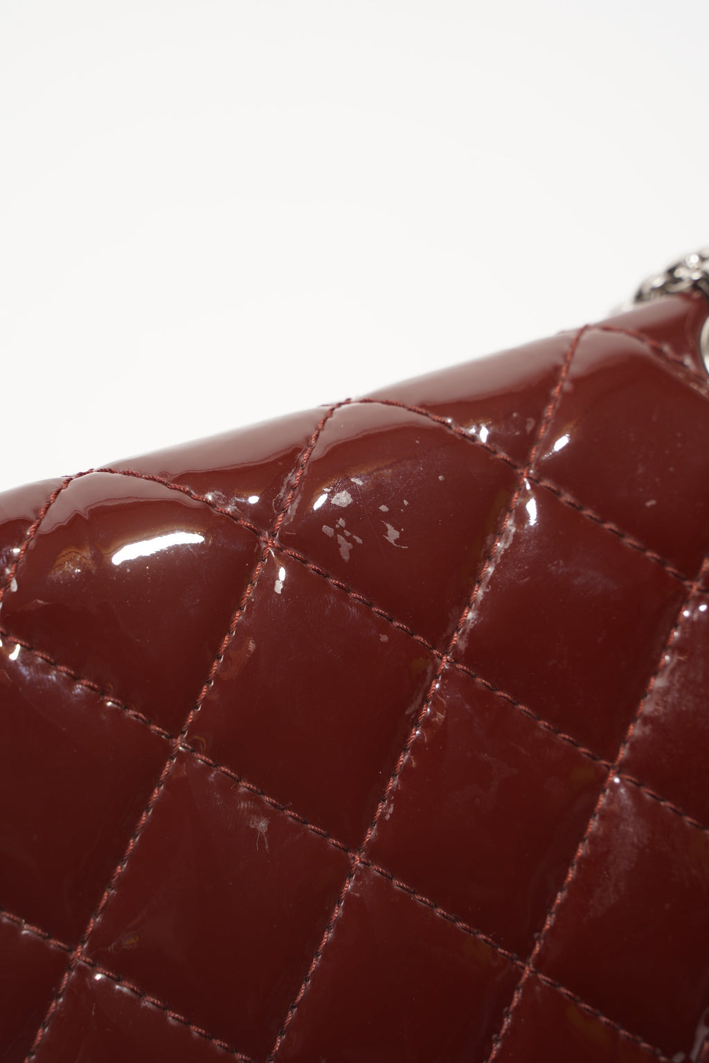 Chanel Womens 2.55 Bag Patent Burgundy Maxi