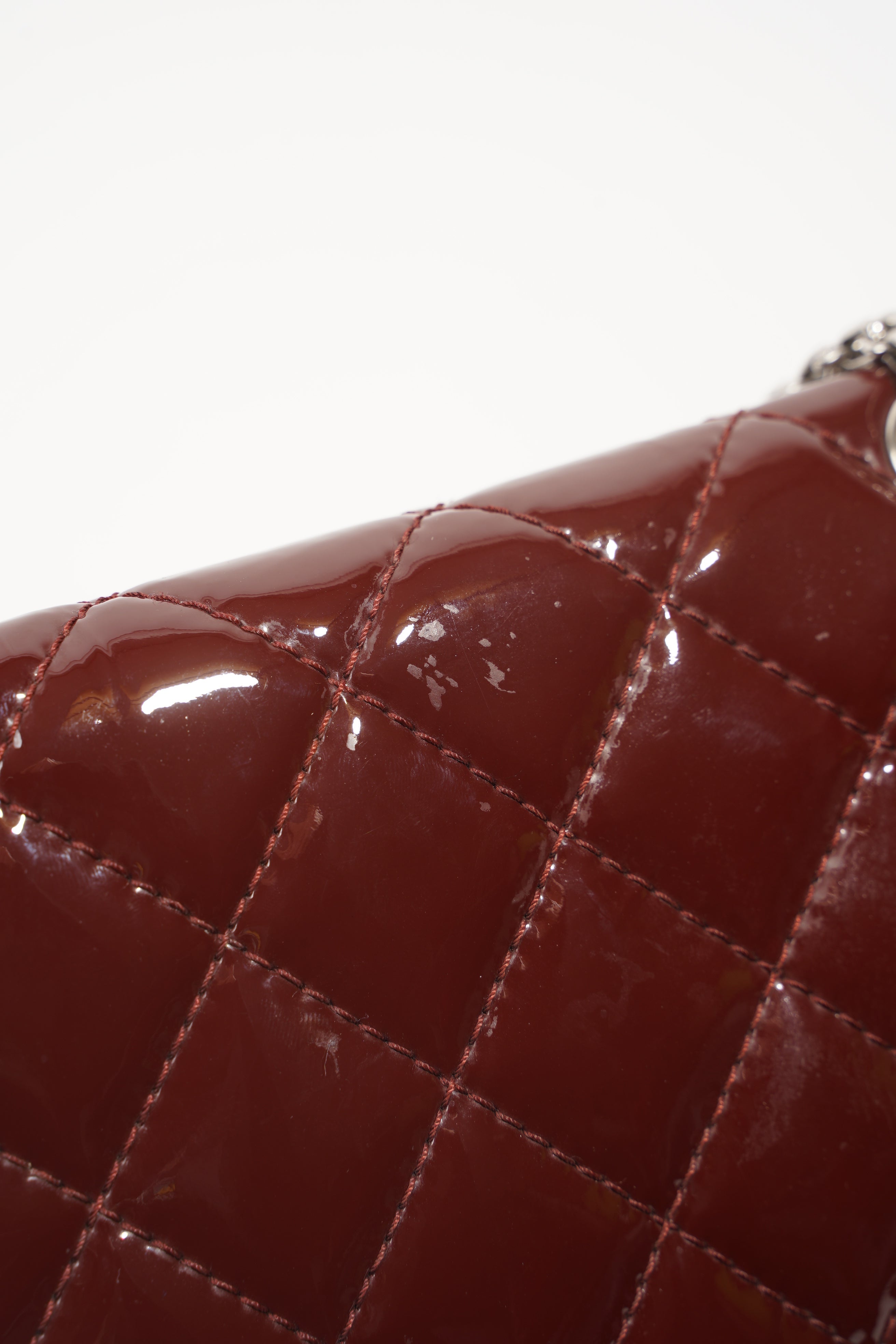 Chanel Womens 2.55 Bag Patent Burgundy Maxi