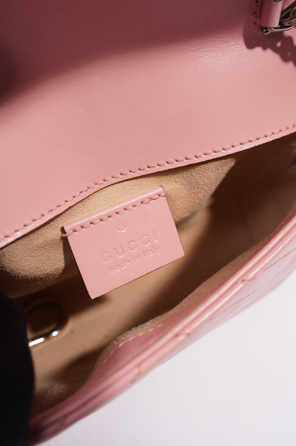 Gucci Womens Marmont Flap Pink / Silver Super Mini