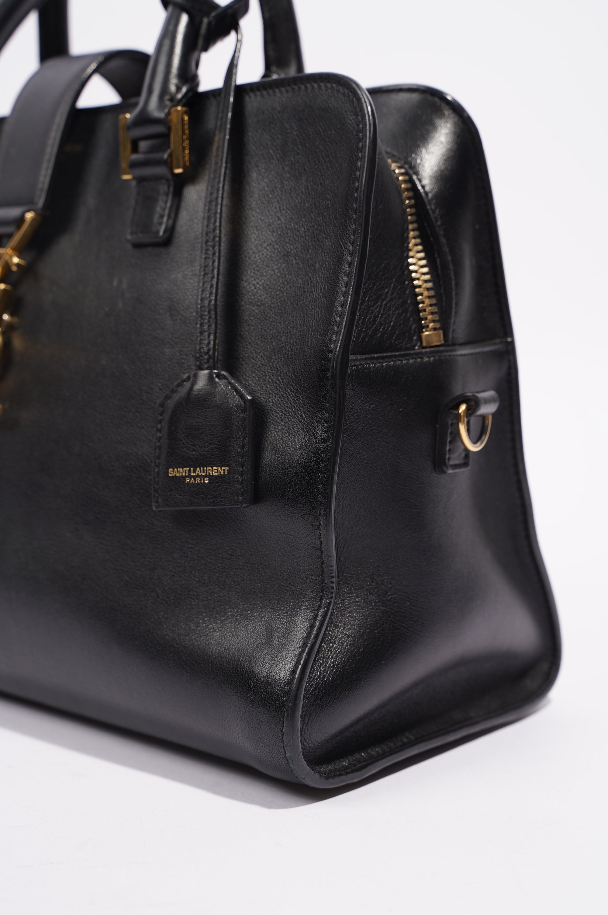 Saint Laurent Womens Cabas Black / Gold Small
