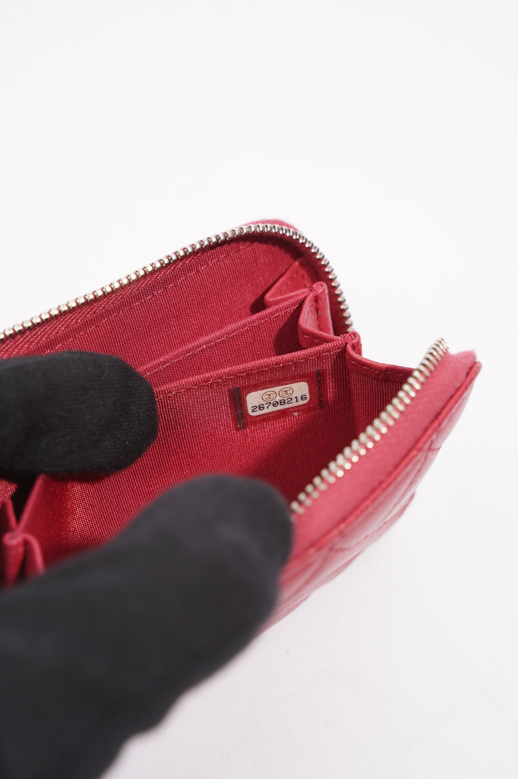 Chanel Womens Zippy Coin Wallet Pink Caviar Leather