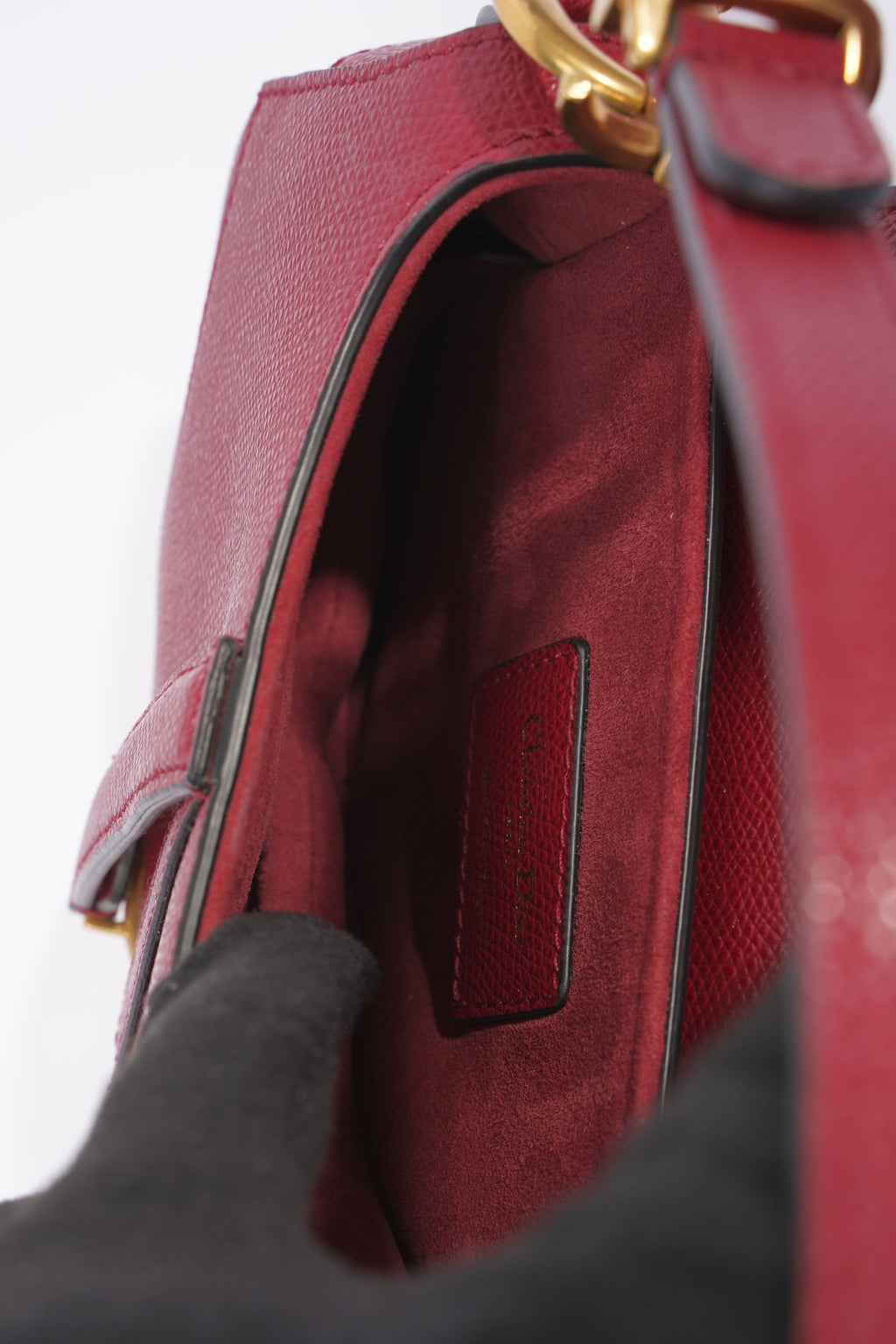 Christian Dior Saddle Bag Red Leather Mini