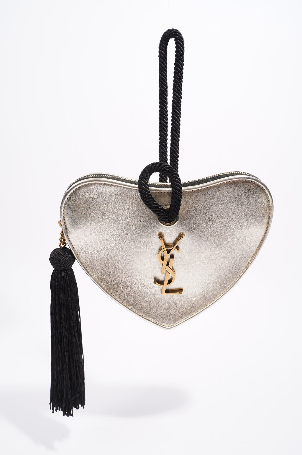 Saint Laurent Womens Heart Clutch Golden Leather