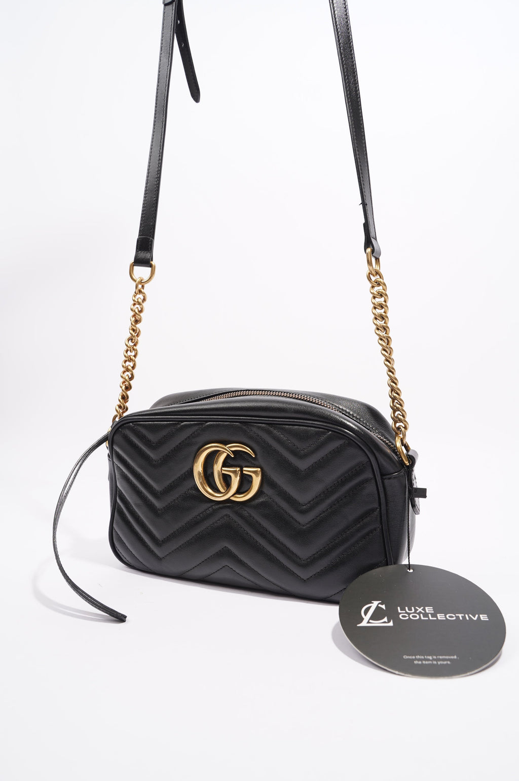 Gucci Womens GG Marmont Bag Black Leather Small