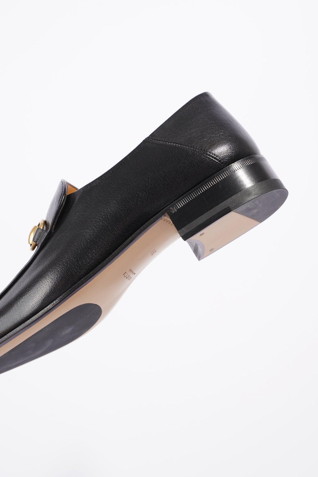 Gucci Womens Leather Horsebit Loafer Black / Gold EU 38 / UK 5