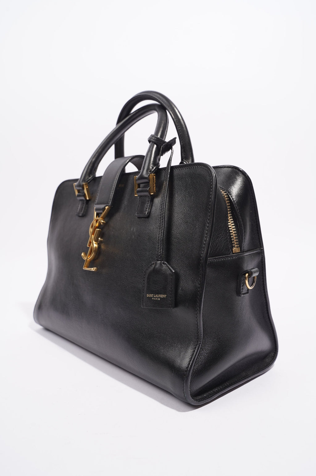Saint Laurent Womens Cabas Black / Gold Small