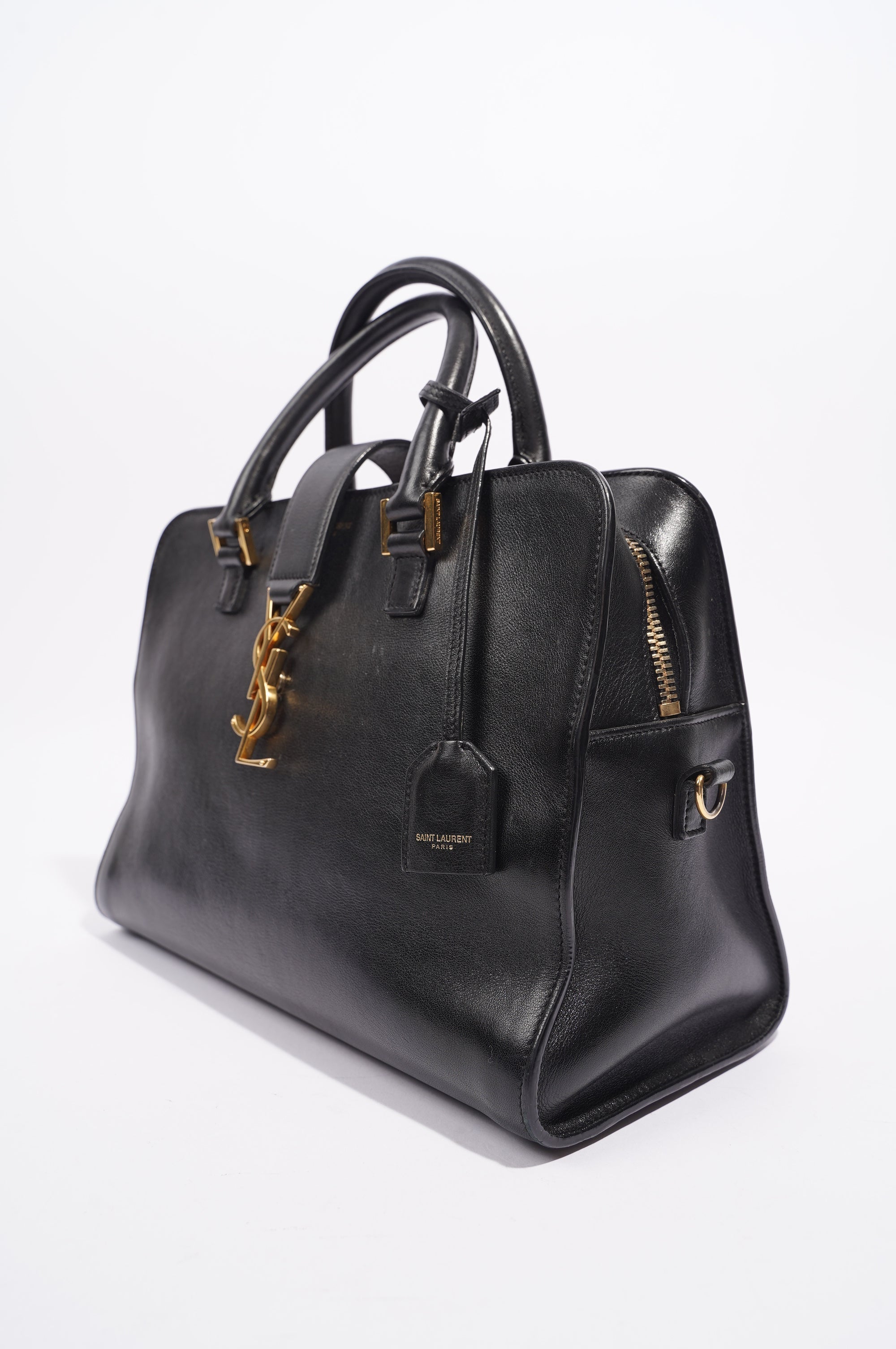 Saint Laurent Womens Cabas Black / Gold Small