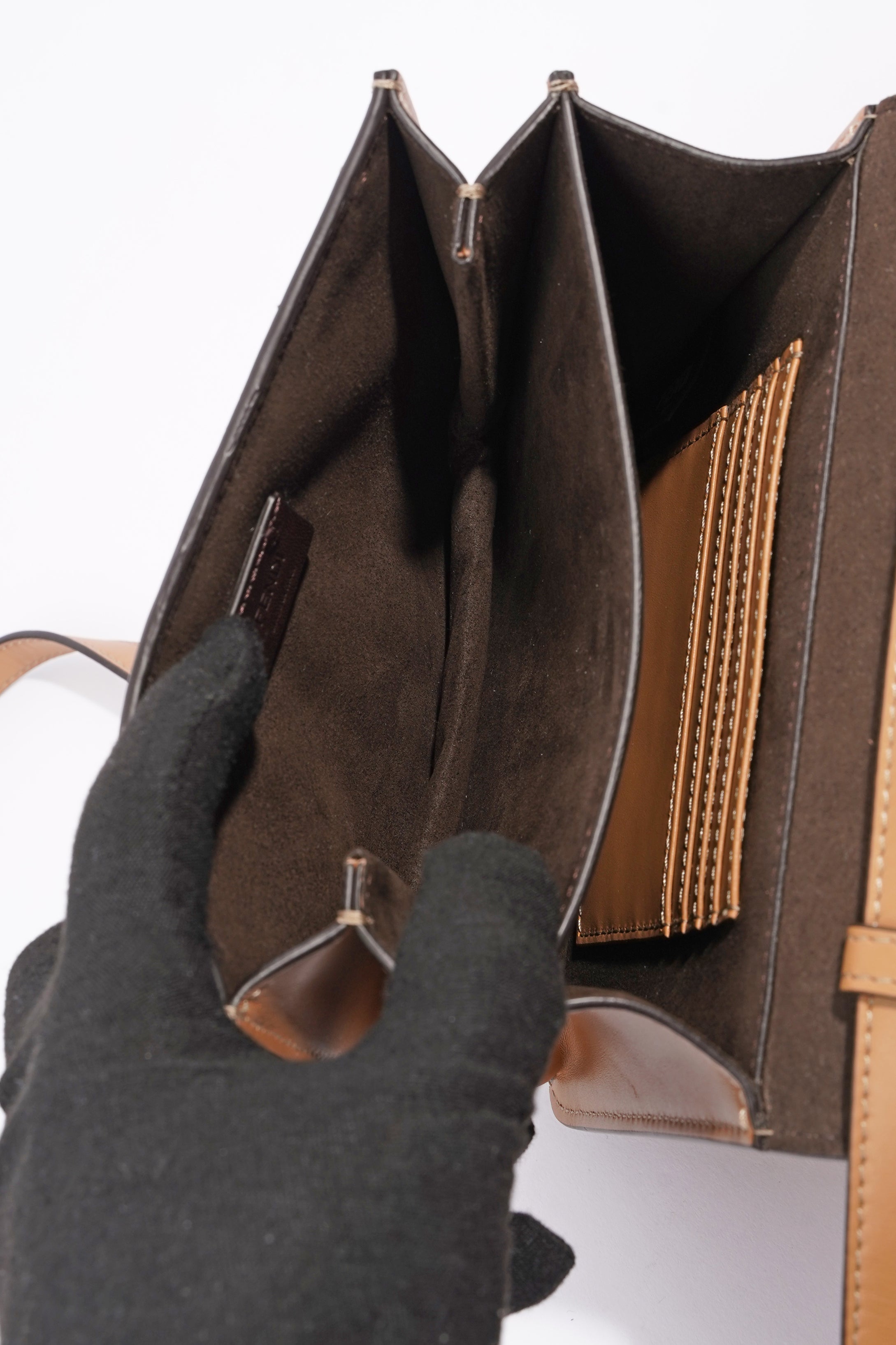 Fendi Karligraphy Shoulder Bag Tan Leather