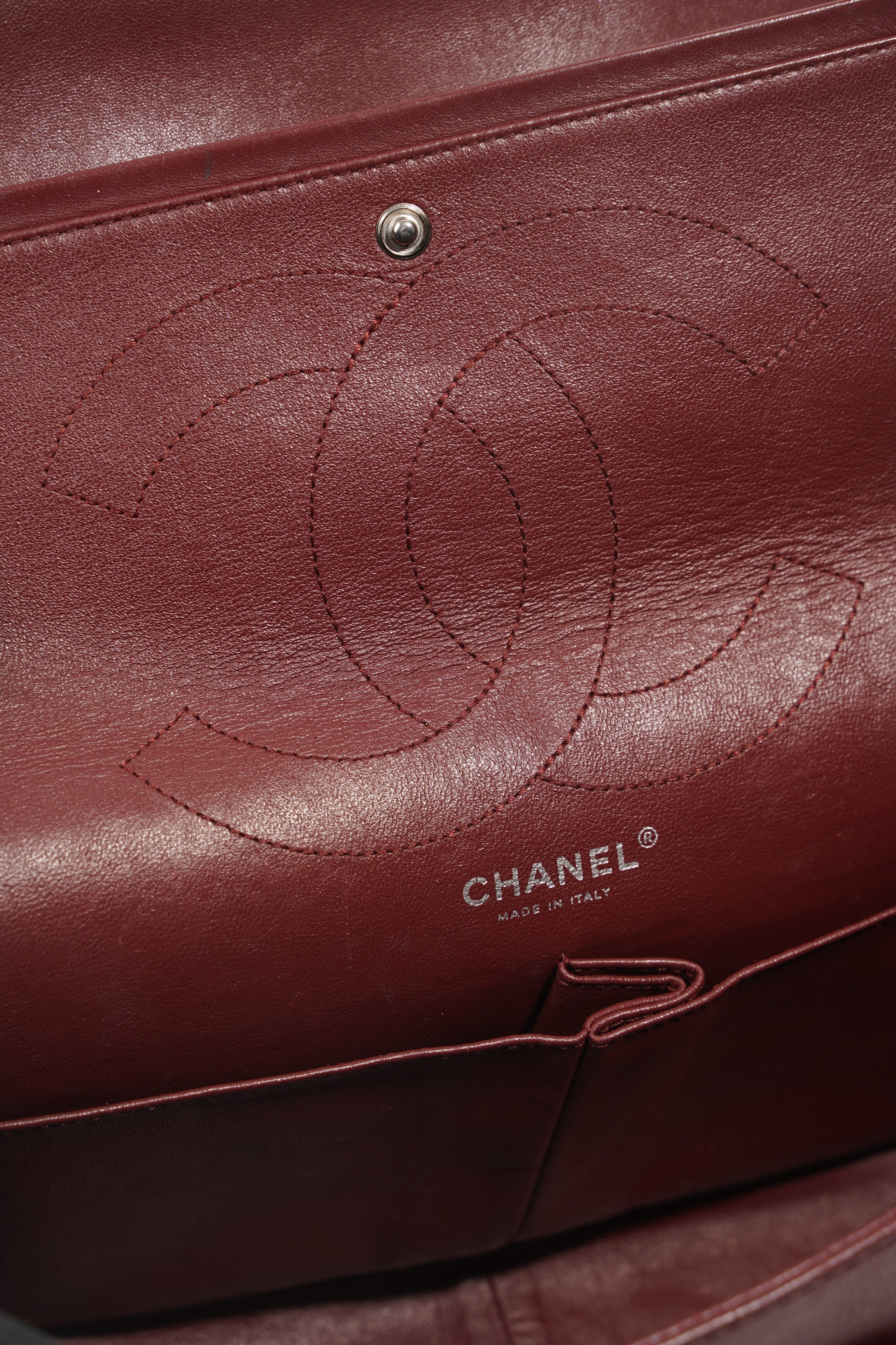 Chanel Womens 2.55 Bag Patent Burgundy Maxi