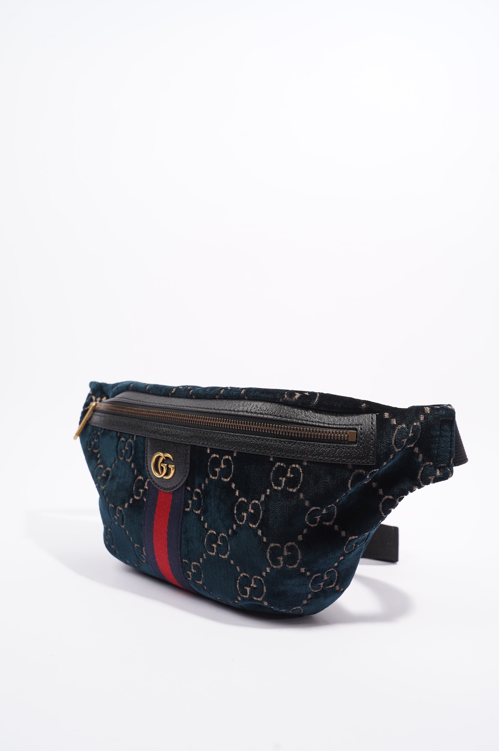 Gucci Womens Monogram Velvet Bumbag Navy