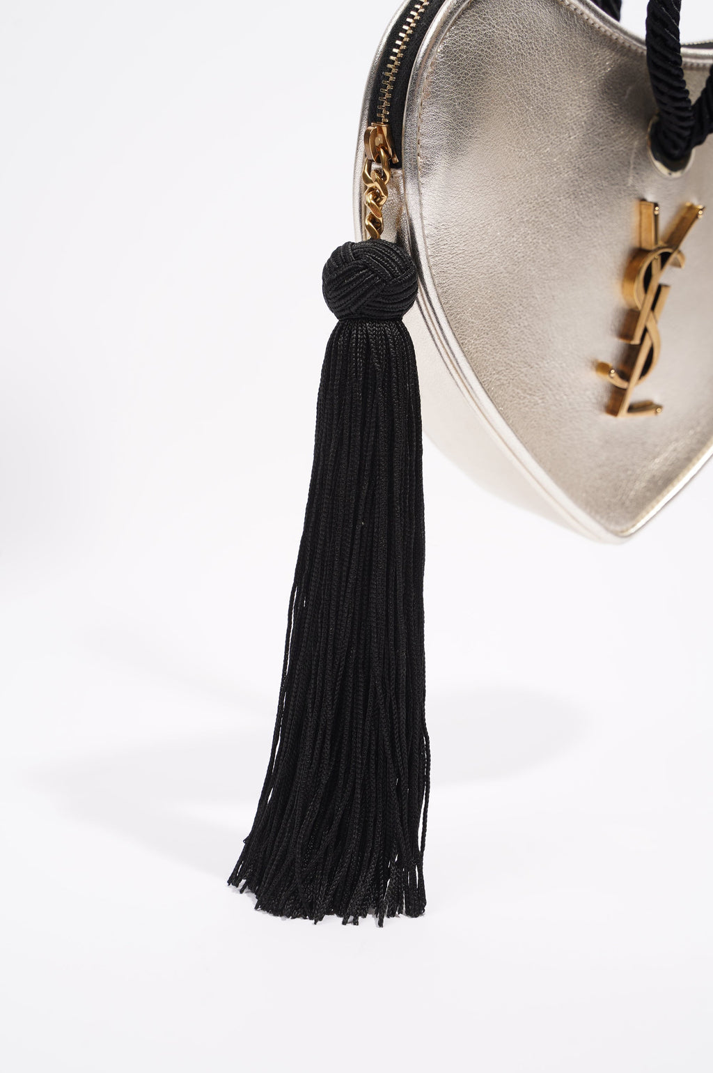 Saint Laurent Womens Heart Clutch Golden Leather