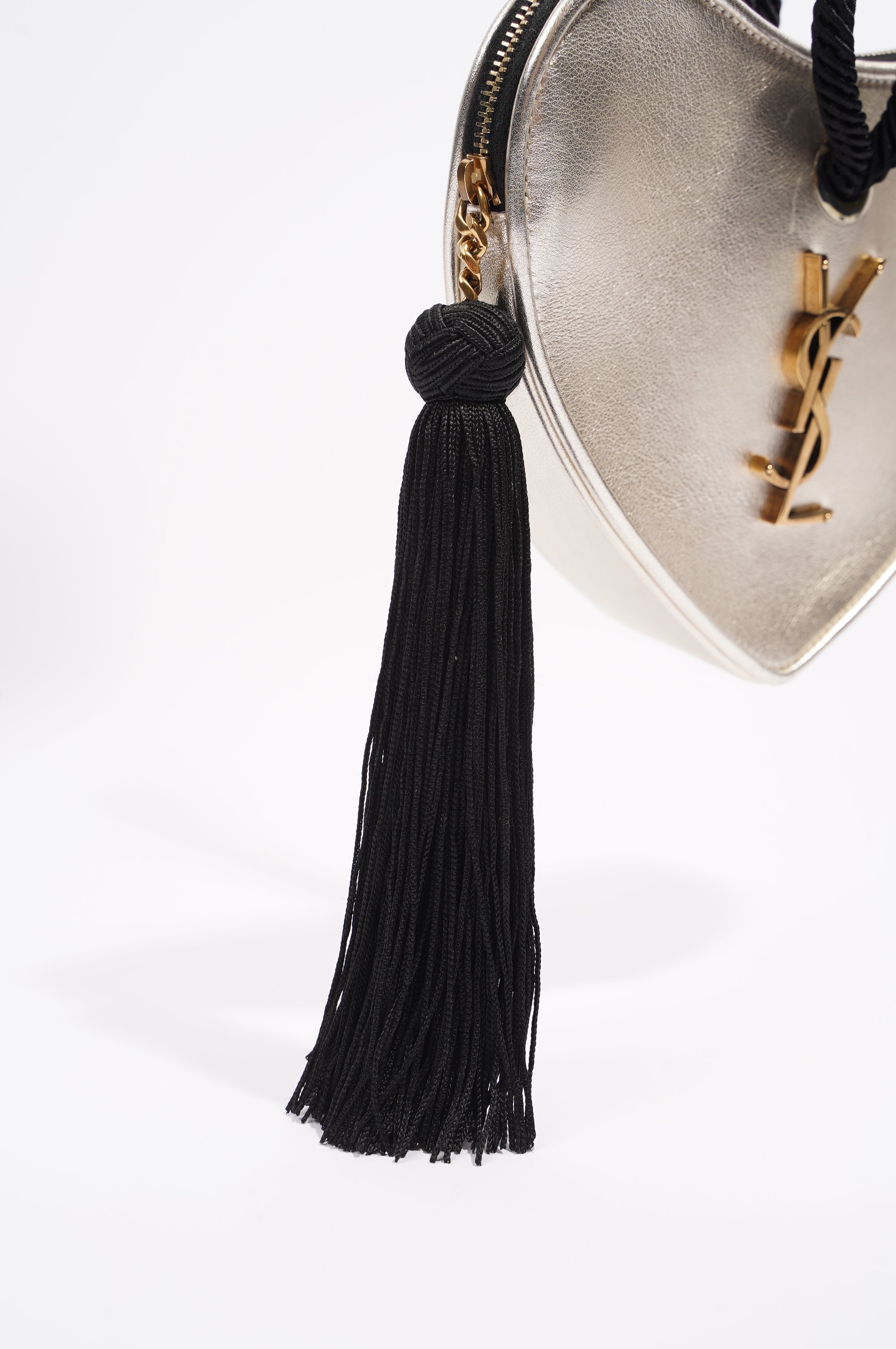Saint Laurent Womens Heart Clutch Golden Leather