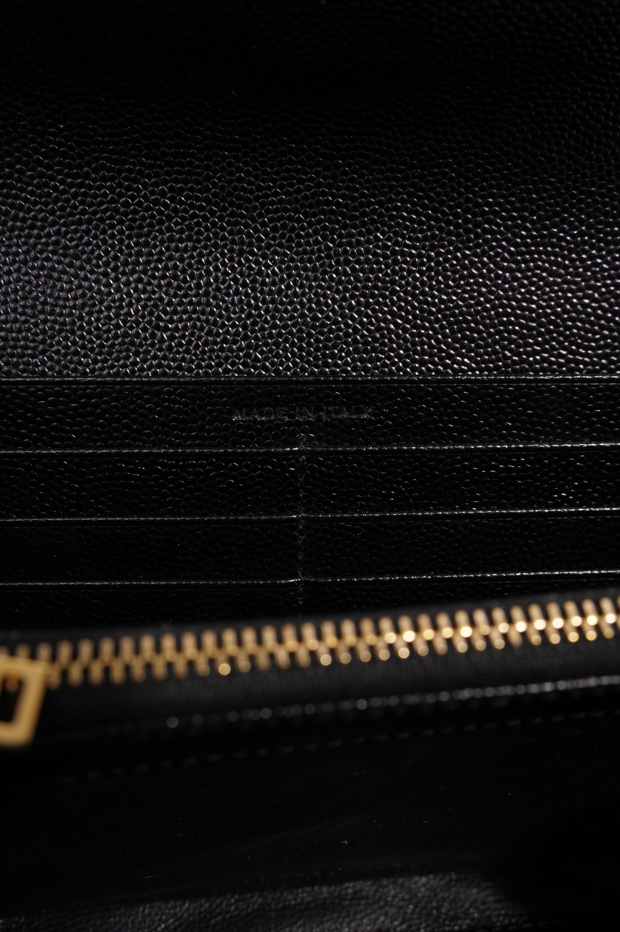 Saint Laurent Womens Cassandre Wallet Black / Gold Matelasse Large