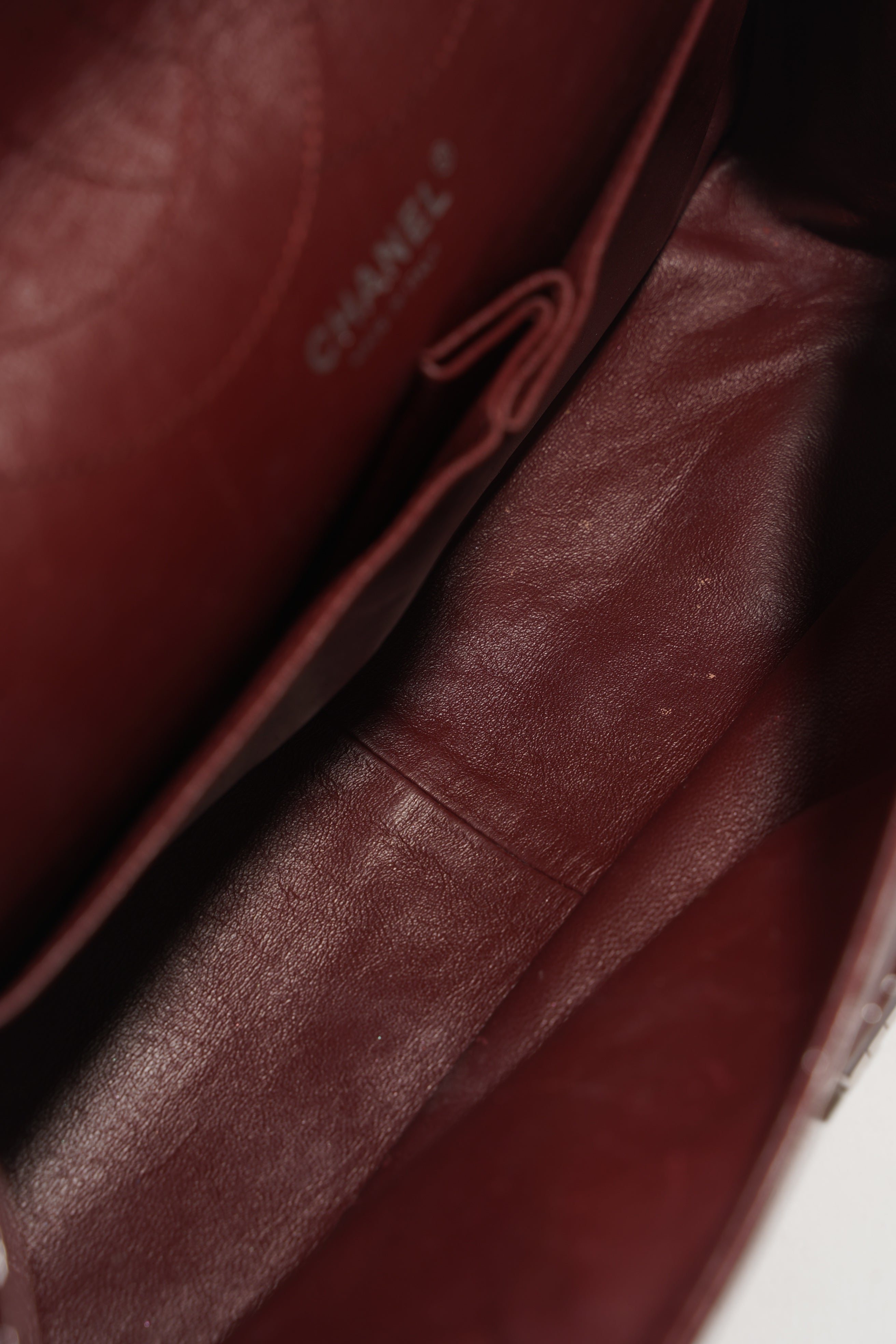 Chanel Womens 2.55 Bag Patent Burgundy Maxi