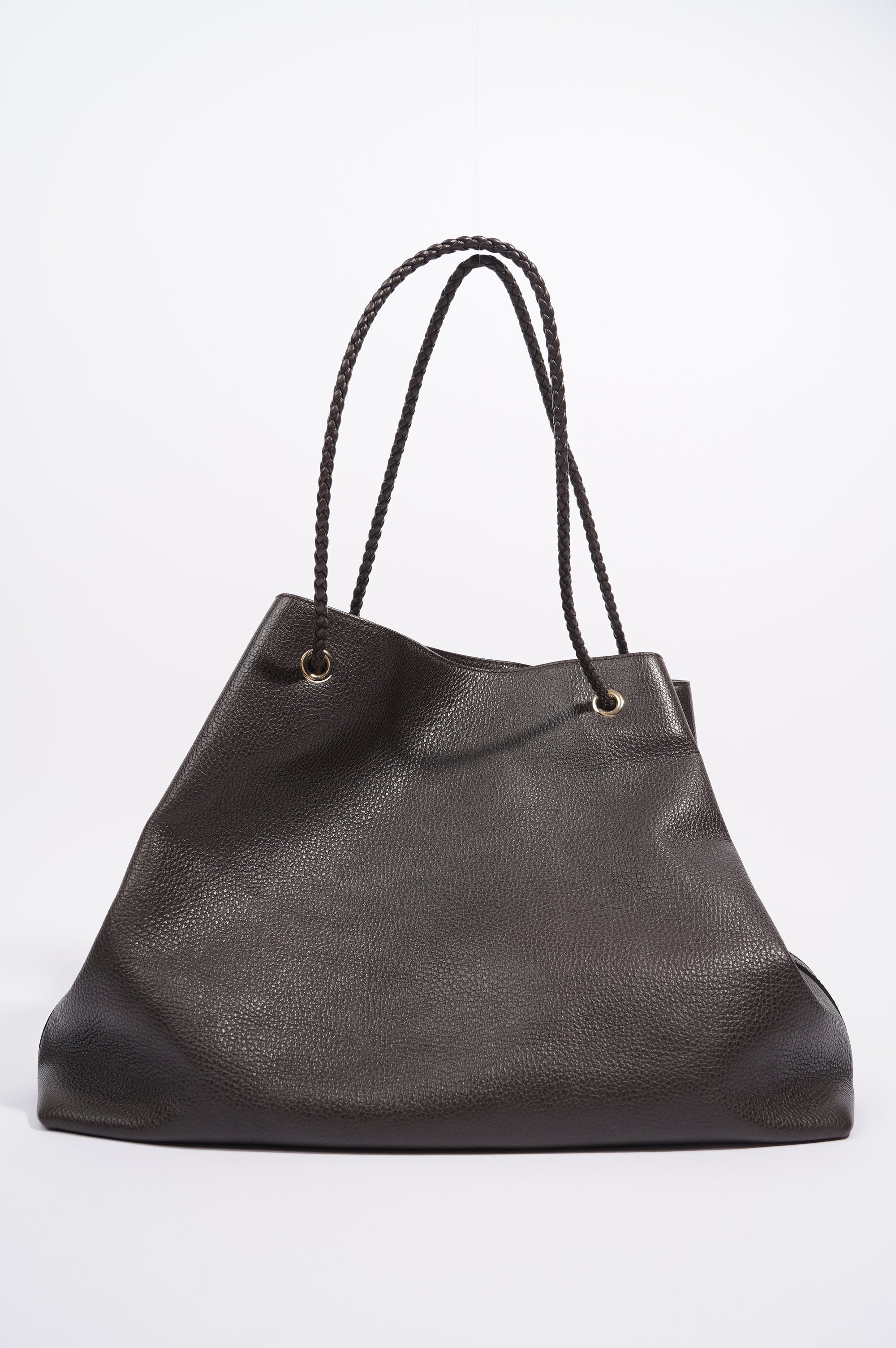 Gucci Womens Braided Handle Tote Brown Large