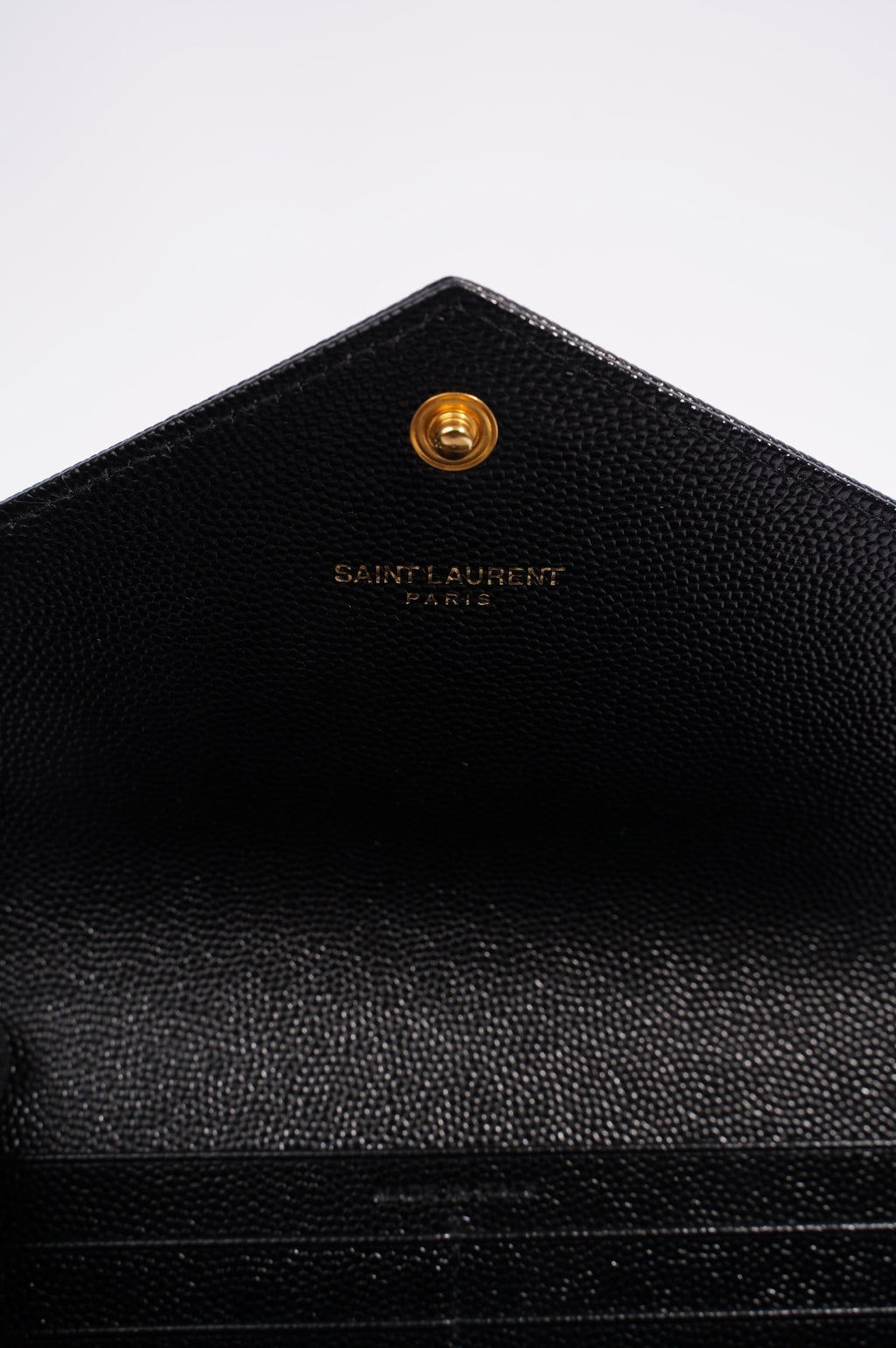 Saint Laurent Womens Cassandre Wallet Black / Gold Matelasse Large
