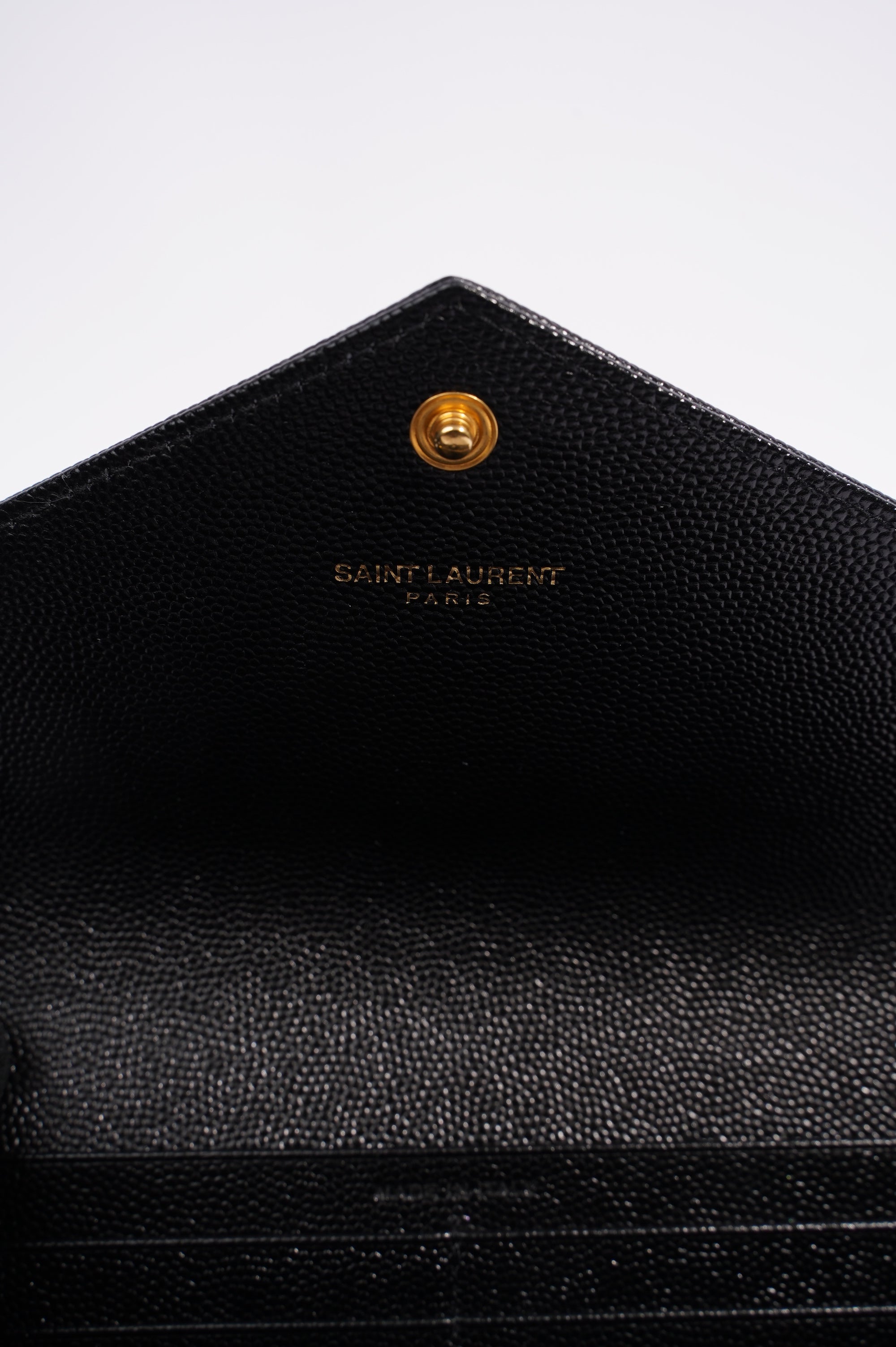 Saint Laurent Womens Cassandre Wallet Black / Gold Matelasse Large