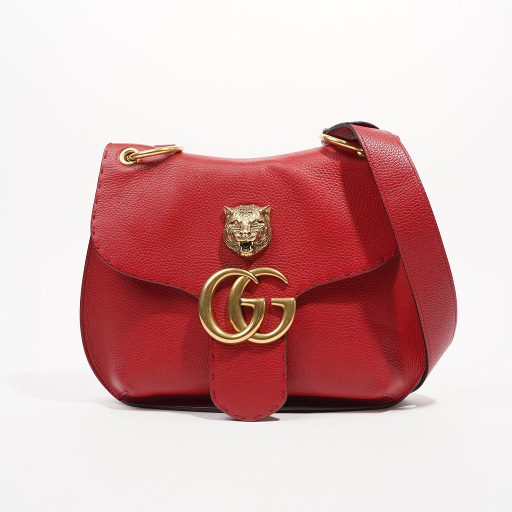 Gucci Womens GG Marmont Animalier Flap Crossbody