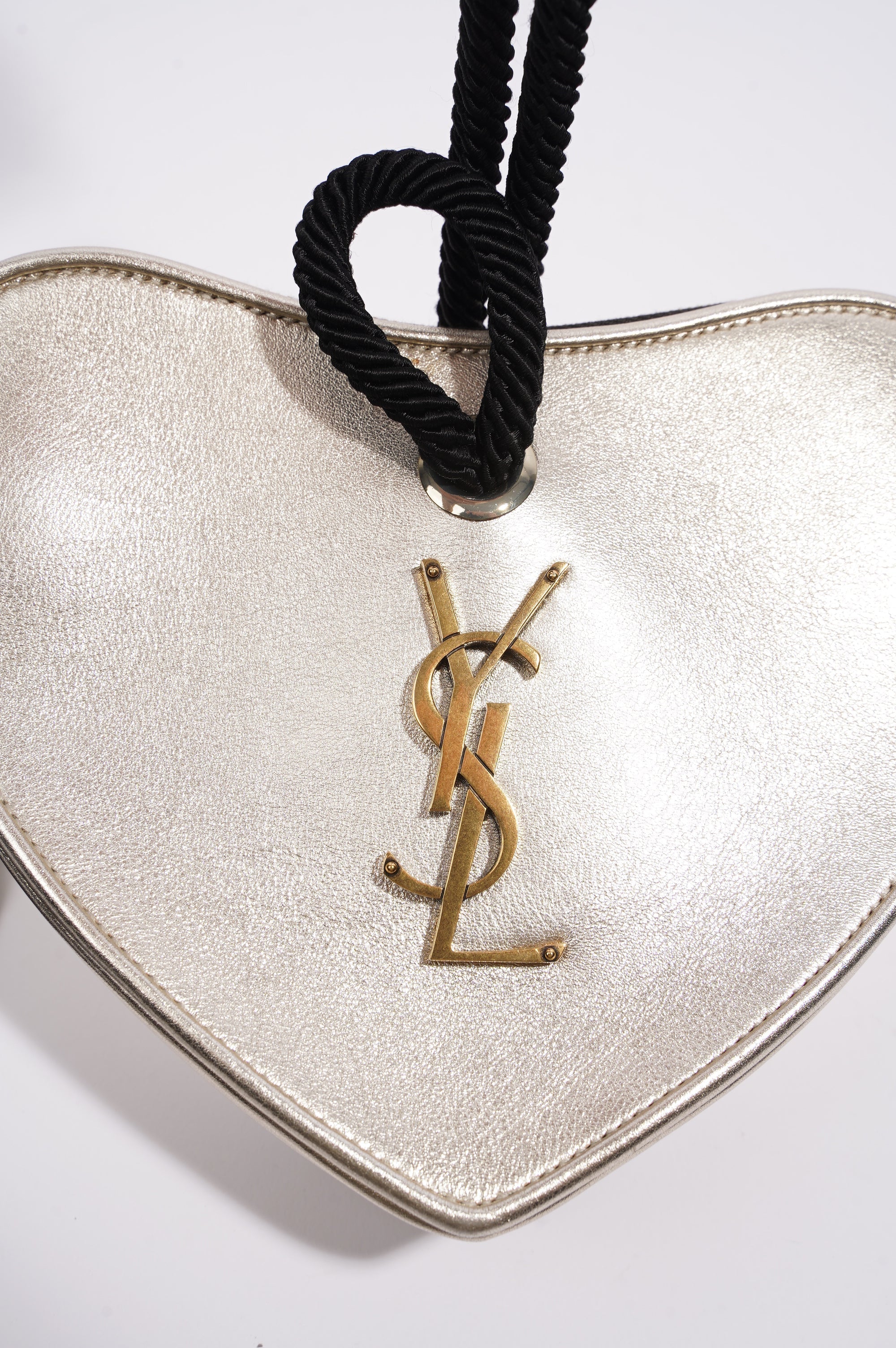 Saint Laurent Womens Heart Clutch Golden Leather