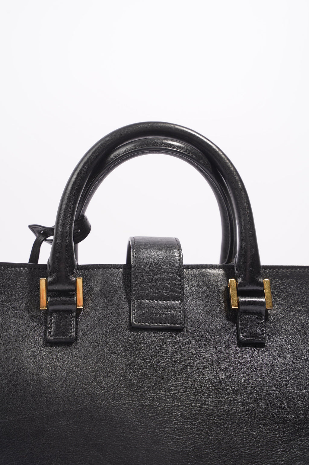 Saint Laurent Womens Cabas Black / Gold Small