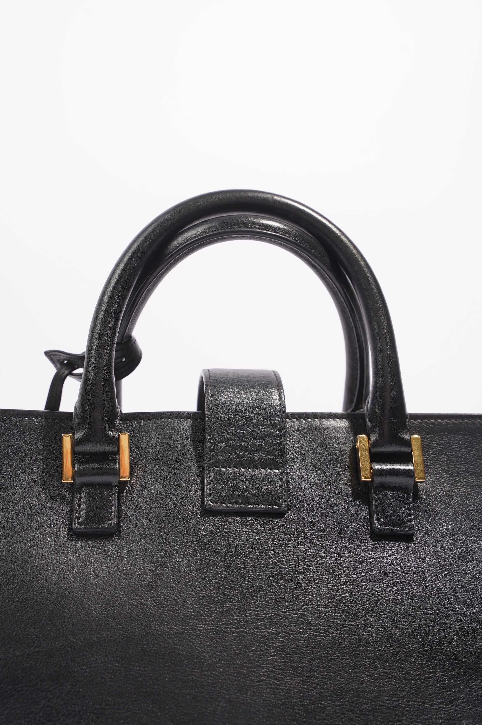 Saint Laurent Womens Cabas Black / Gold Small