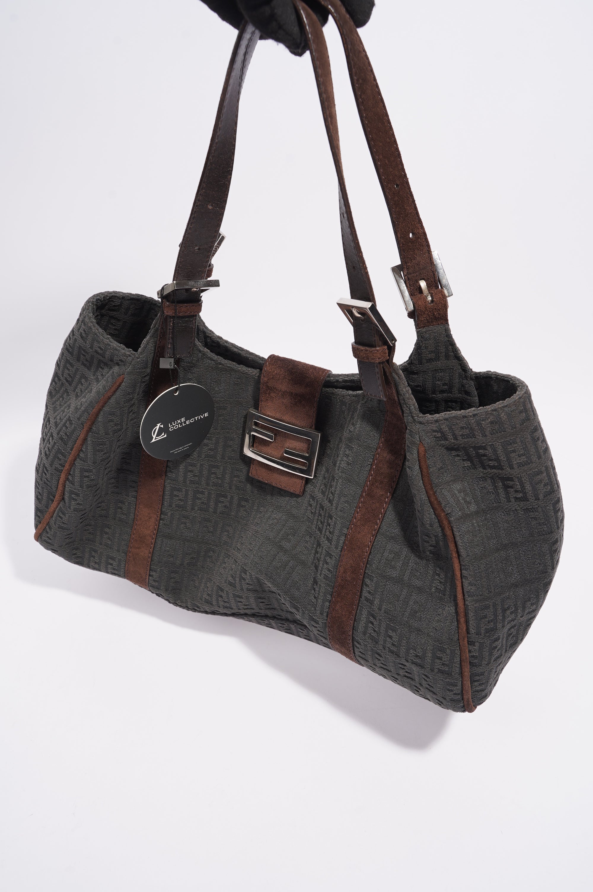 Fendi Zucchino Shoulder Bag Grey