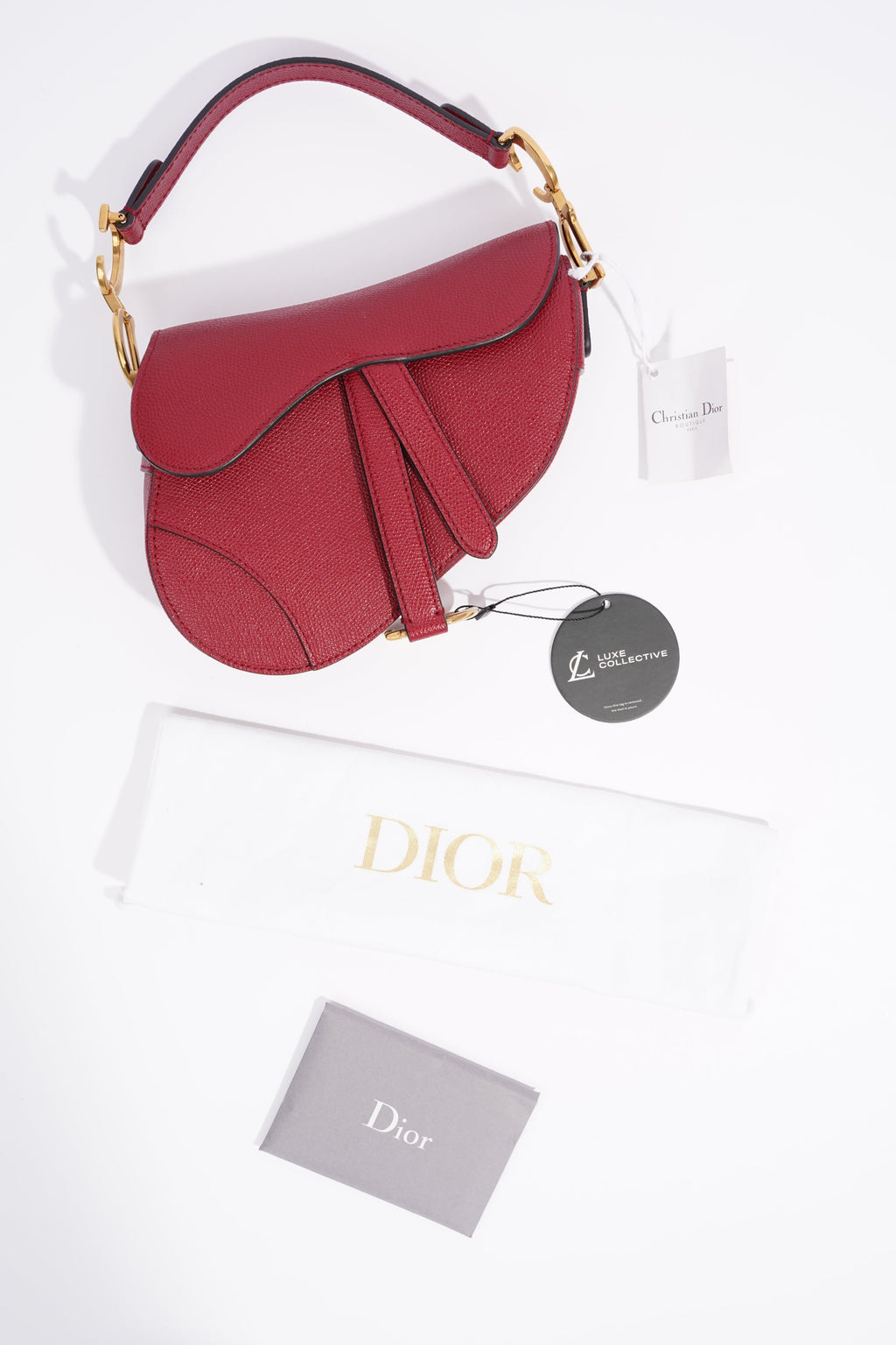 Christian Dior Saddle Bag Red Leather Mini