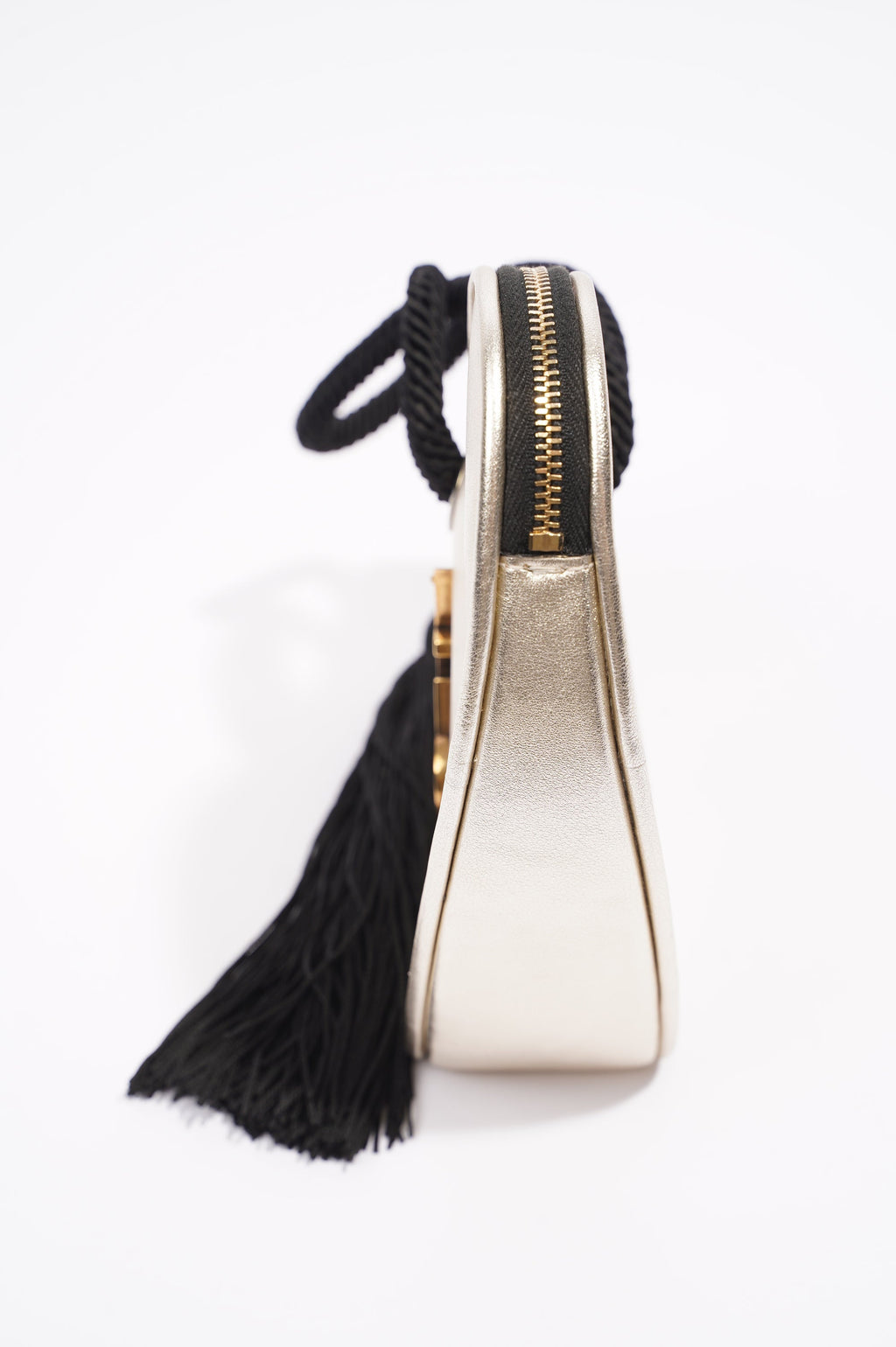 Saint Laurent Womens Heart Clutch Golden Leather