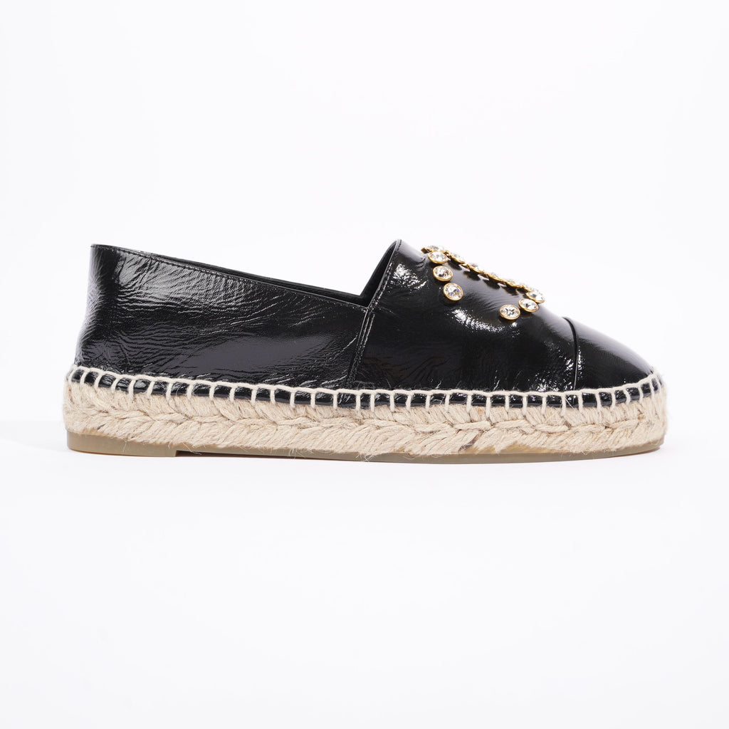Chanel Womens Espadrilles Black Patent Leather EU 36 / UK 3