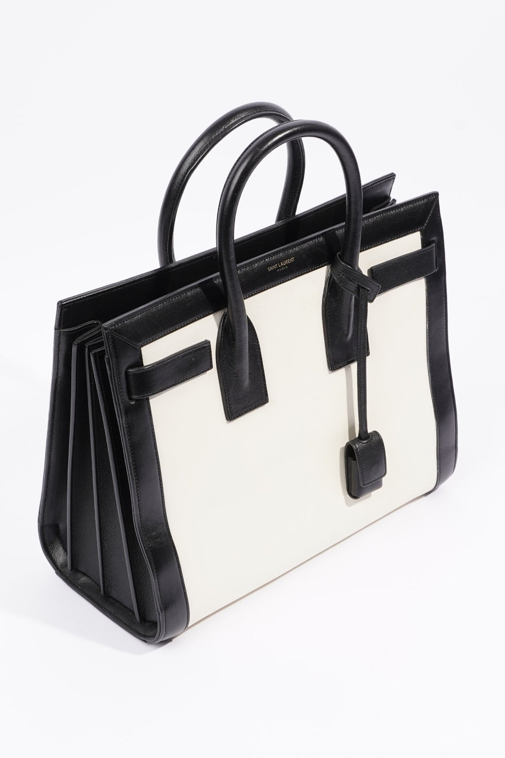 Saint Laurent Sac De Jour Bag Black / White Leather Small